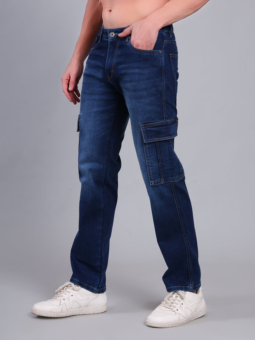 Stylox Men’s Cargo Jeans | Utility Denim with Multiple Pockets | Regular Fit Stretch Cargo Jeans for Men