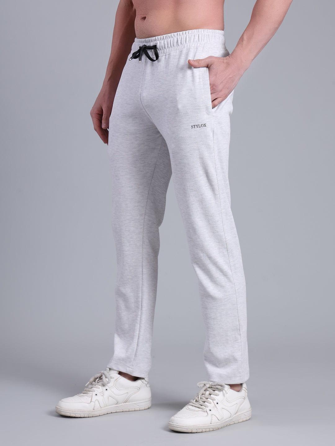 Stylox Men’s Slim Fit Stretchable Cotton Blend Trackpant with Elastic Waist & Drawstring