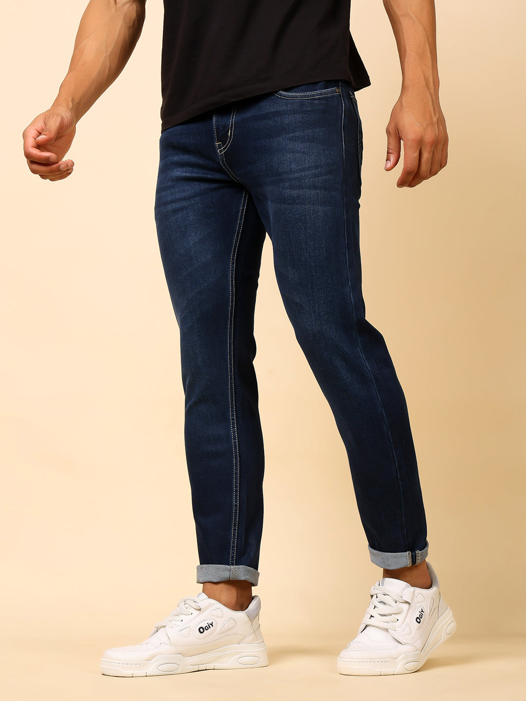 Stylox Men’s Ankle Fit Solid Jeans | Stretchable Denim Jeans for Men