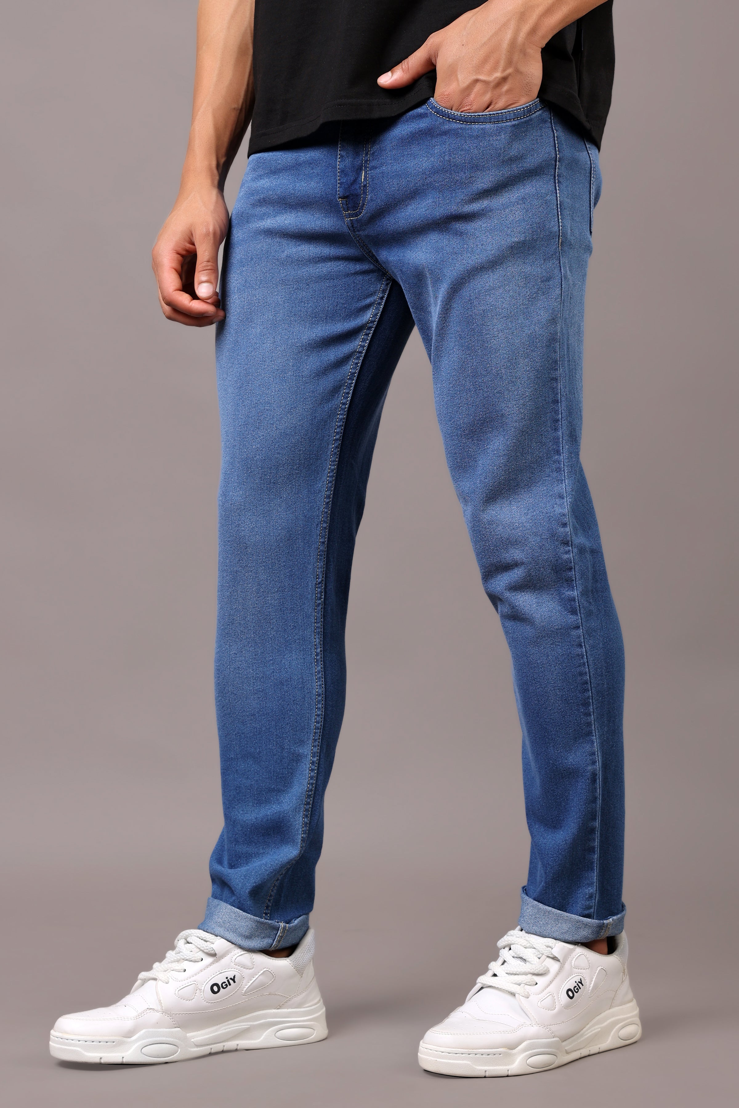 Stylox Men’s Slim Fit Mid-Rise Casual Denim Jeans - Stylox