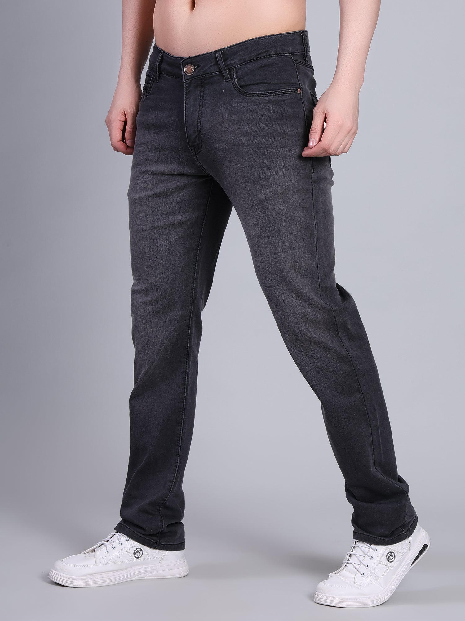 Stylox Men’s Slim Fit Mid Rise Stretchable Denim Jeans-Mid Grey - Stylox