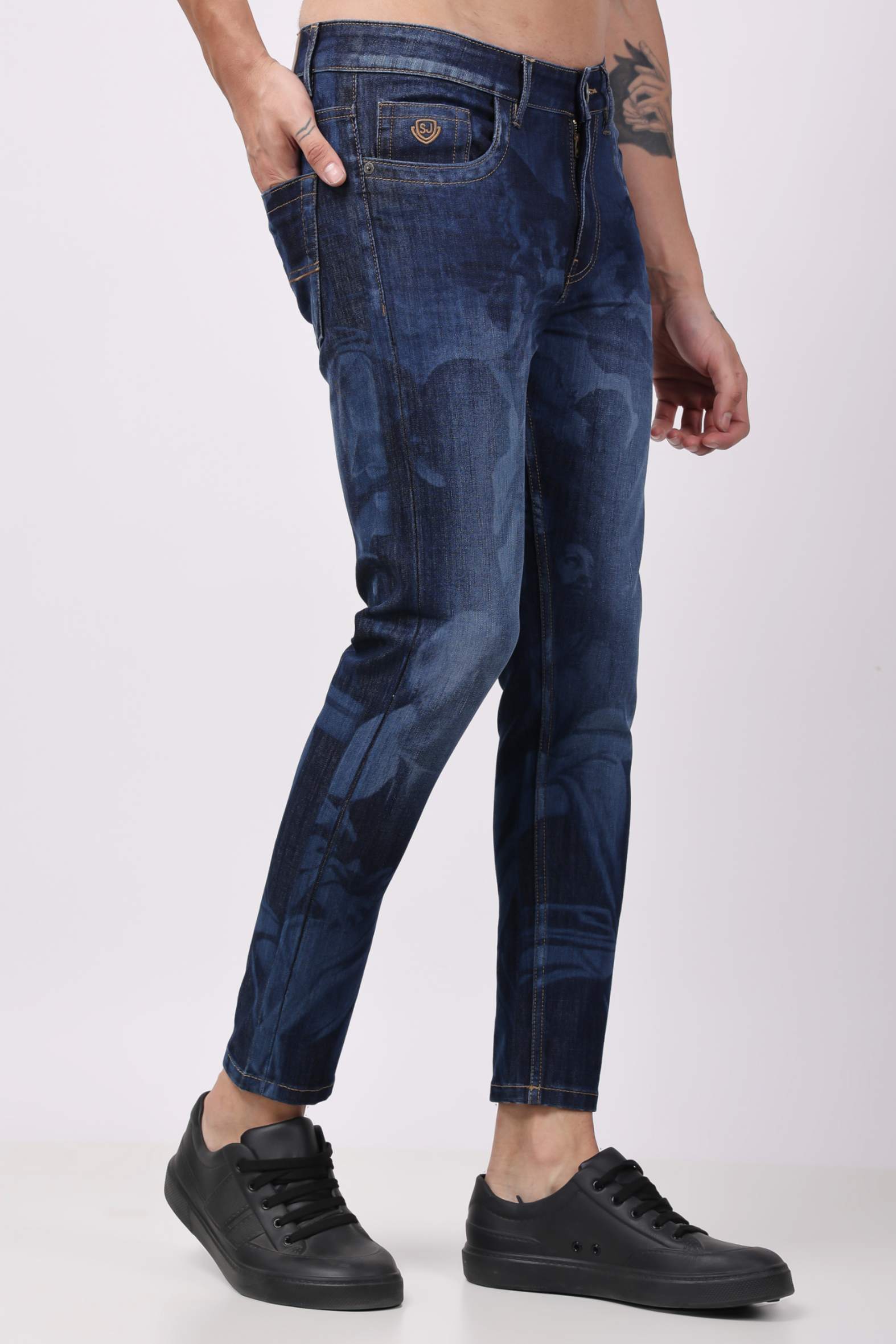 Stylox Men Ankle Fit Denim Jeans - Mid-rise with tapered ankle | Blue |   - 5240-10709 - Stylox