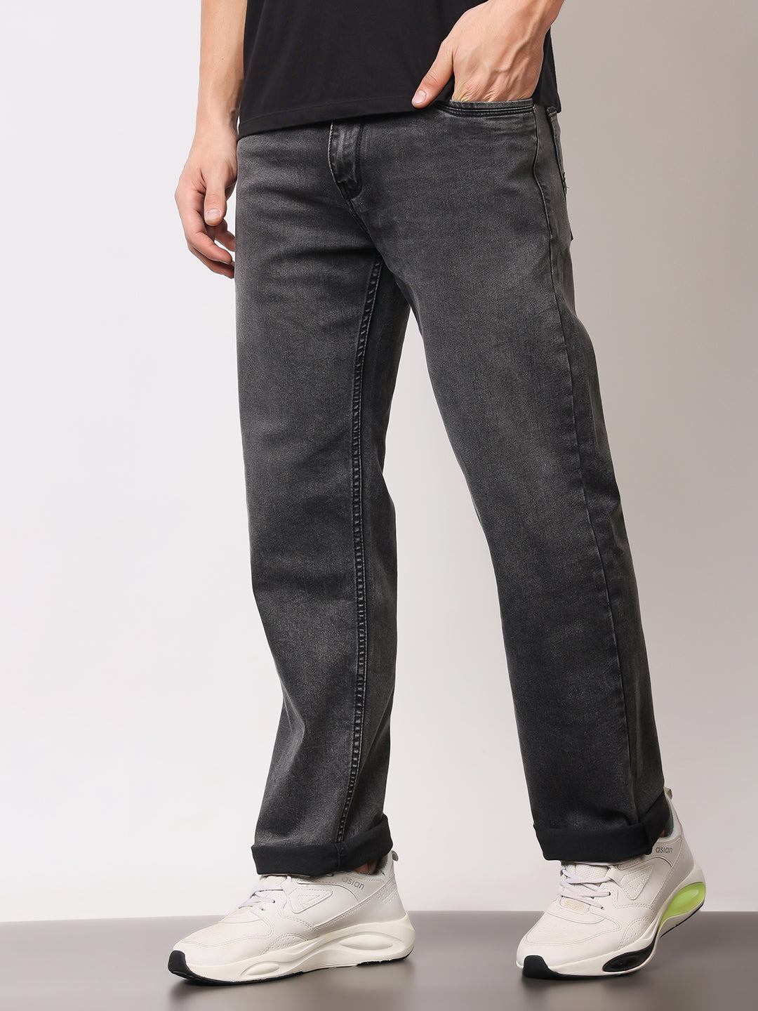 Stylox Men’s Comfort Fit Solid Jeans | Premium Stretchable Plain Denim Jeans for Men | Mid-Rise Relaxed Fit Jeans - Stylox
