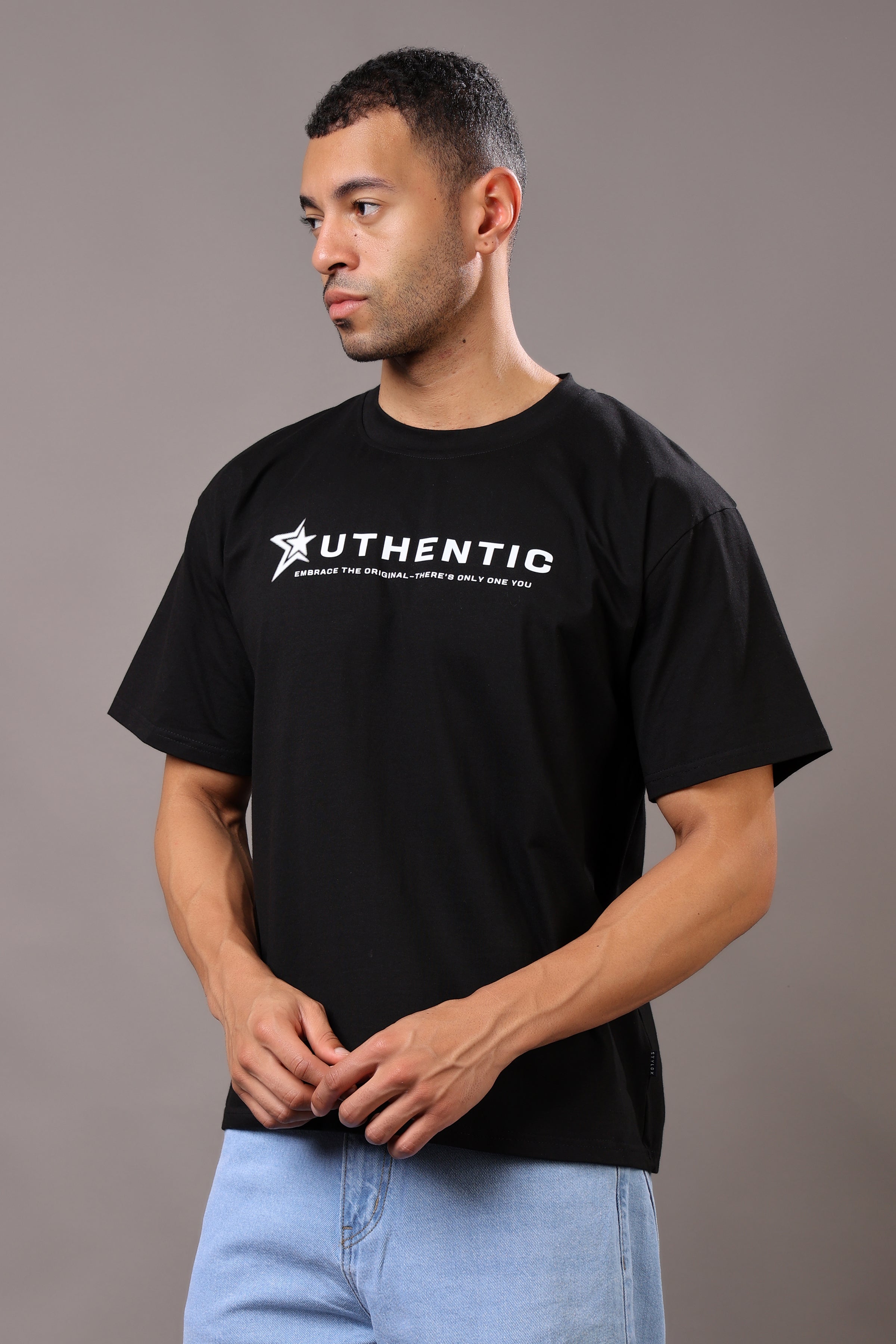 Stylox Men’s Oversized Graphic Printed T-Shirt – Casual Crew Neck