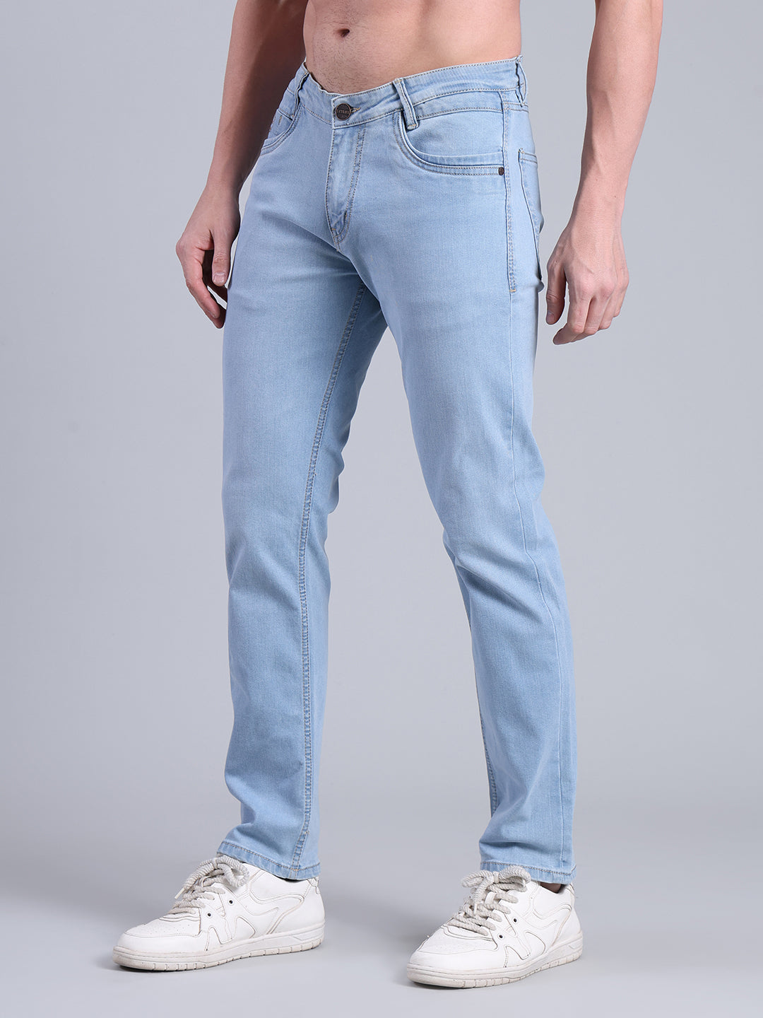 Stylox Men’s Slim Fit Mid Rise Stretchable Jeans (Light Blue) - Stylox