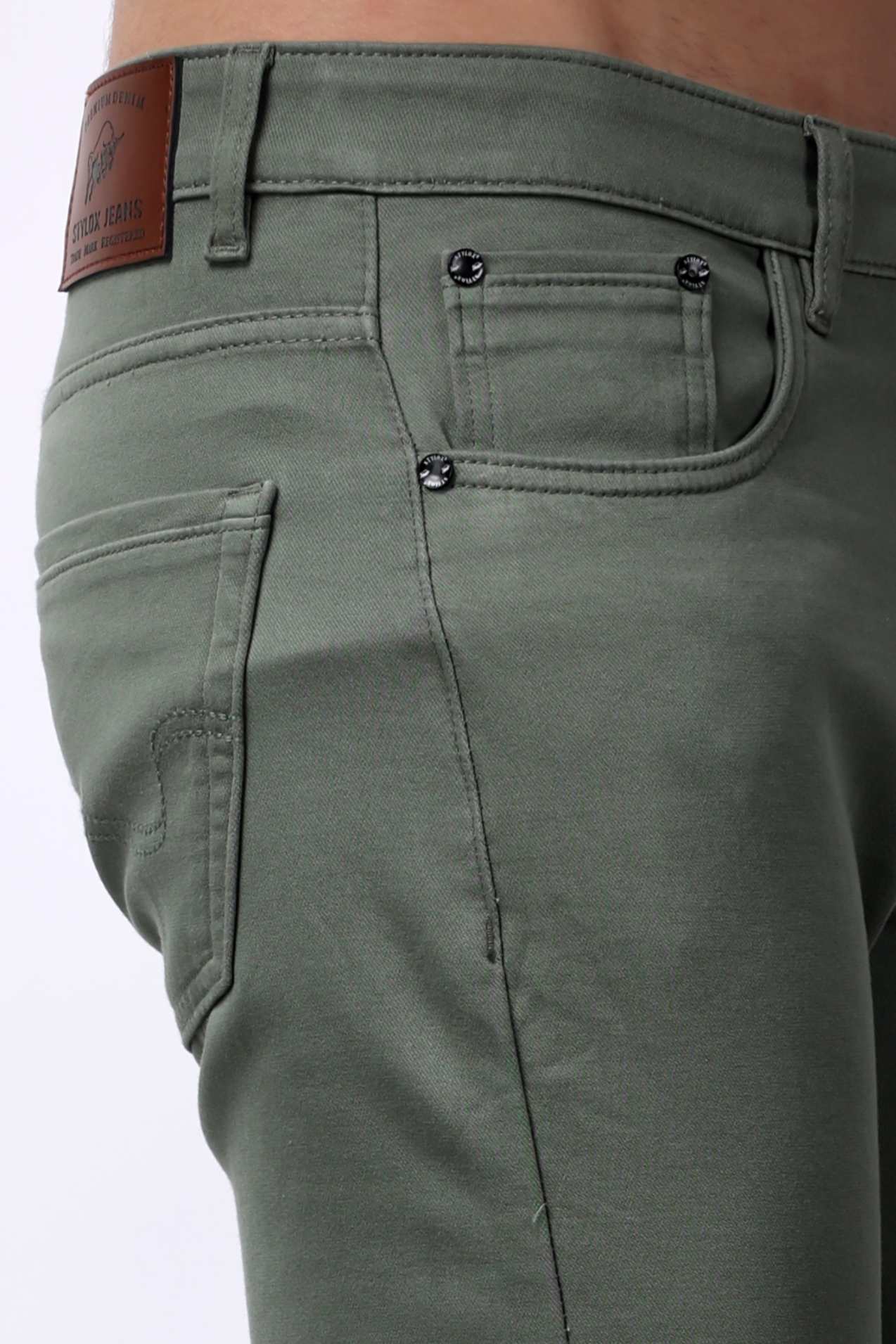 Stylox Men Slim Fit Jeans - Greenish Grey - 5510-10797 - Stylox