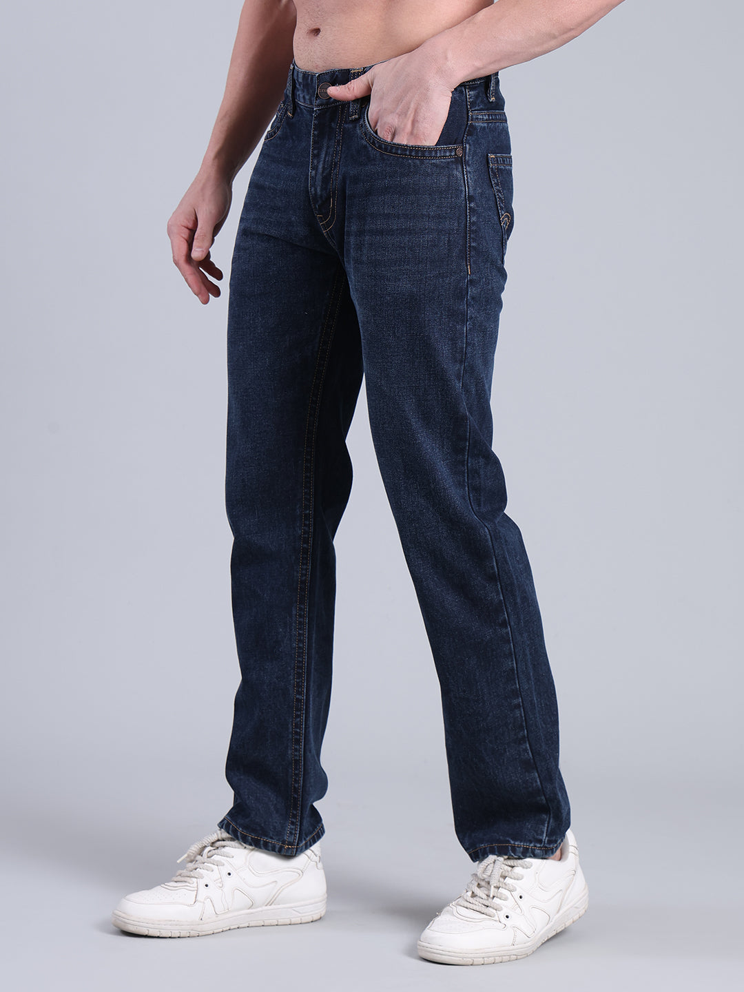 Stylox Men’s Comfort Fit Mid Rise Premium Denim Jeans (Dusty Blue) - Stylox