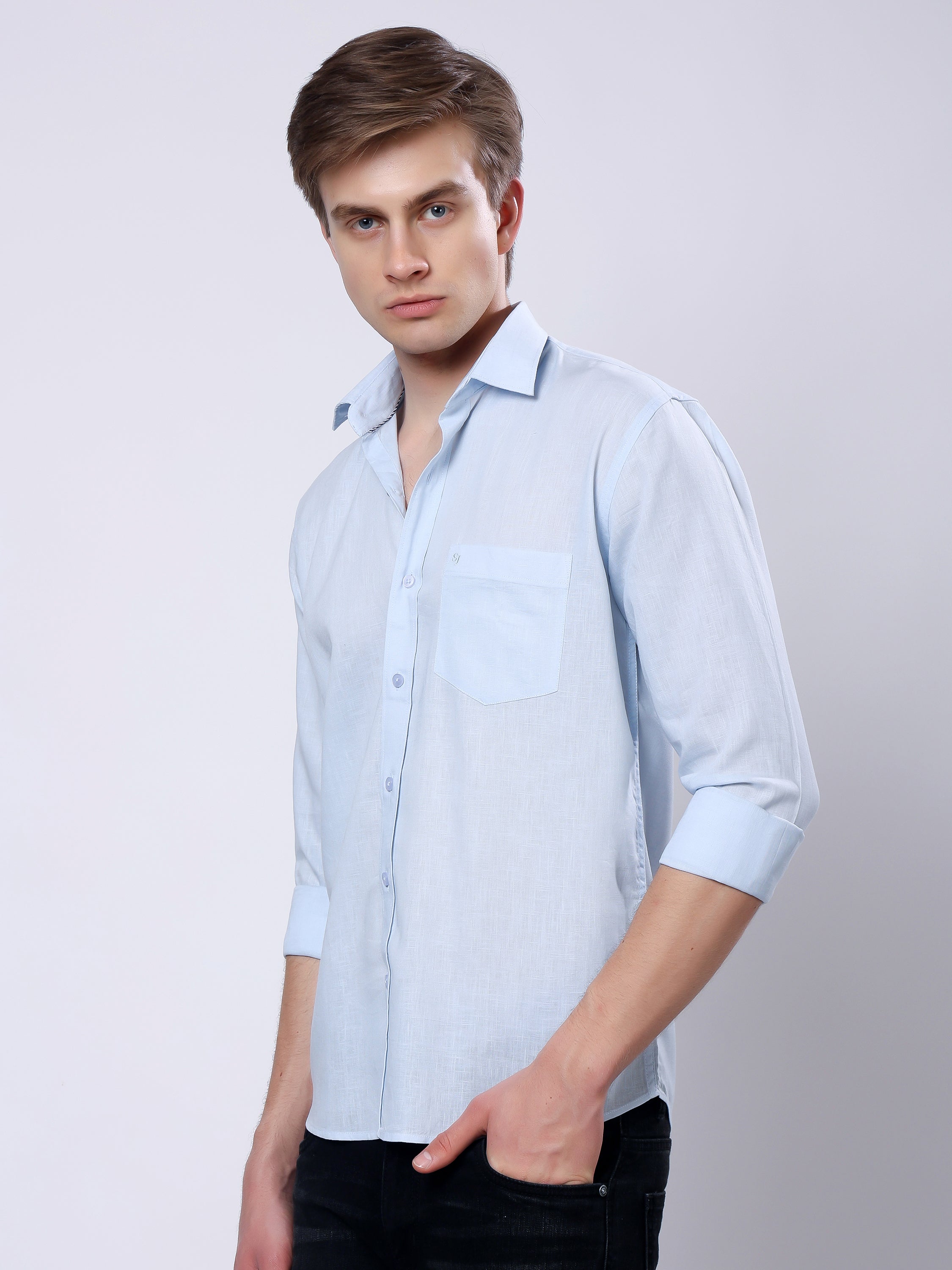 Stylox Men’s Regular Fit Full Sleeve Solid Casual Shirt - Stylox