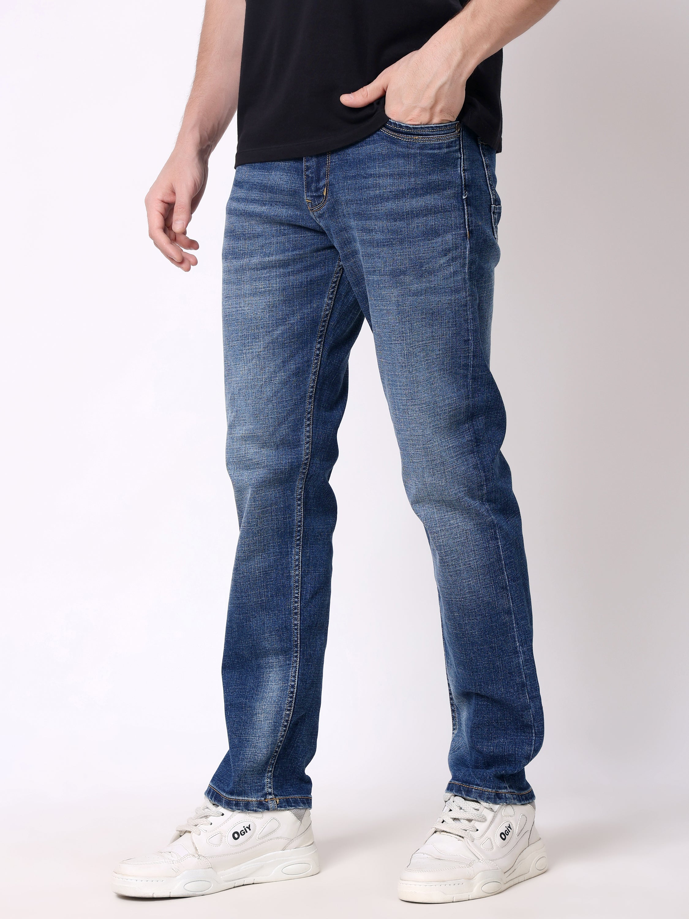 Stylox Men’s Stretchable Slim Fit Mid-Rise Casual Denim Jeans - Stylox