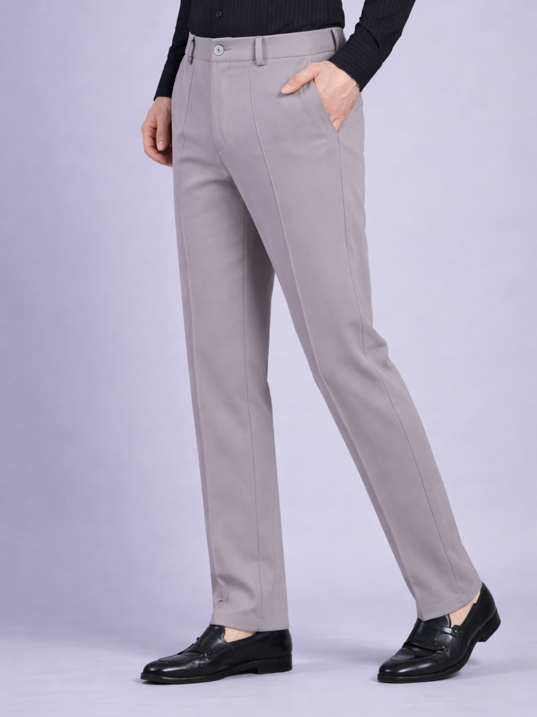 Stylox Men’s Comfort Fit Korean Trousers – Premium Office Wear Pants-Light Beige
