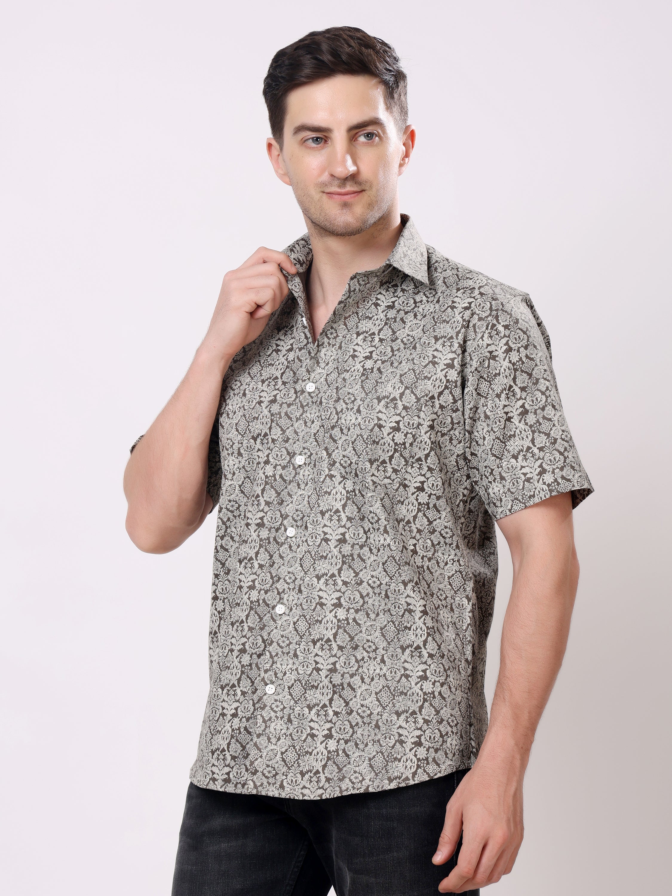 Stylox Men’s Regular Fit Half Sleeve Floral Printed Casual Stylish Summer Shirt - Stylox