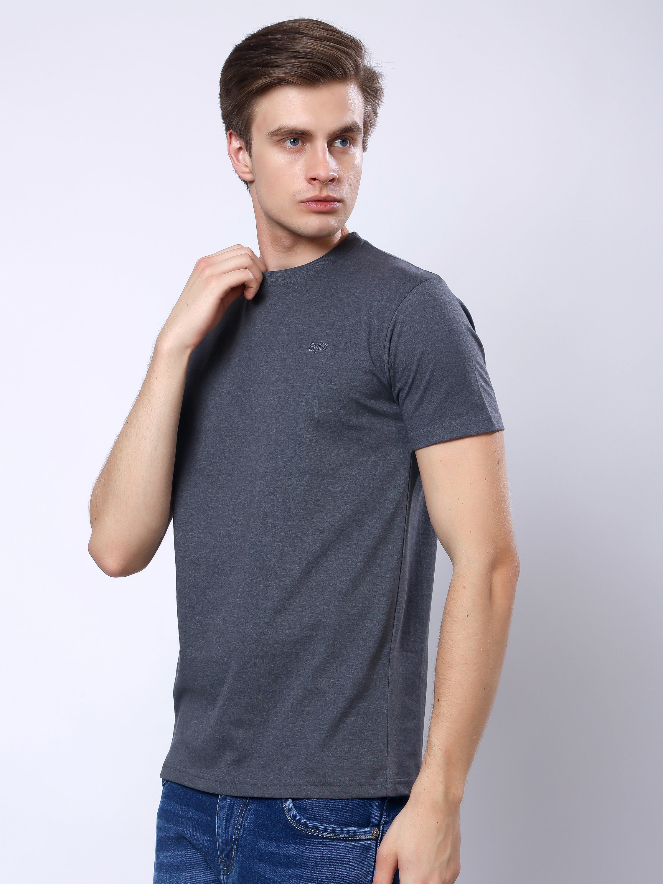 Stylox Men’s Solid Round Neck T-Shirt | Classic Cotton Casual Crew Neck Tee - Stylox