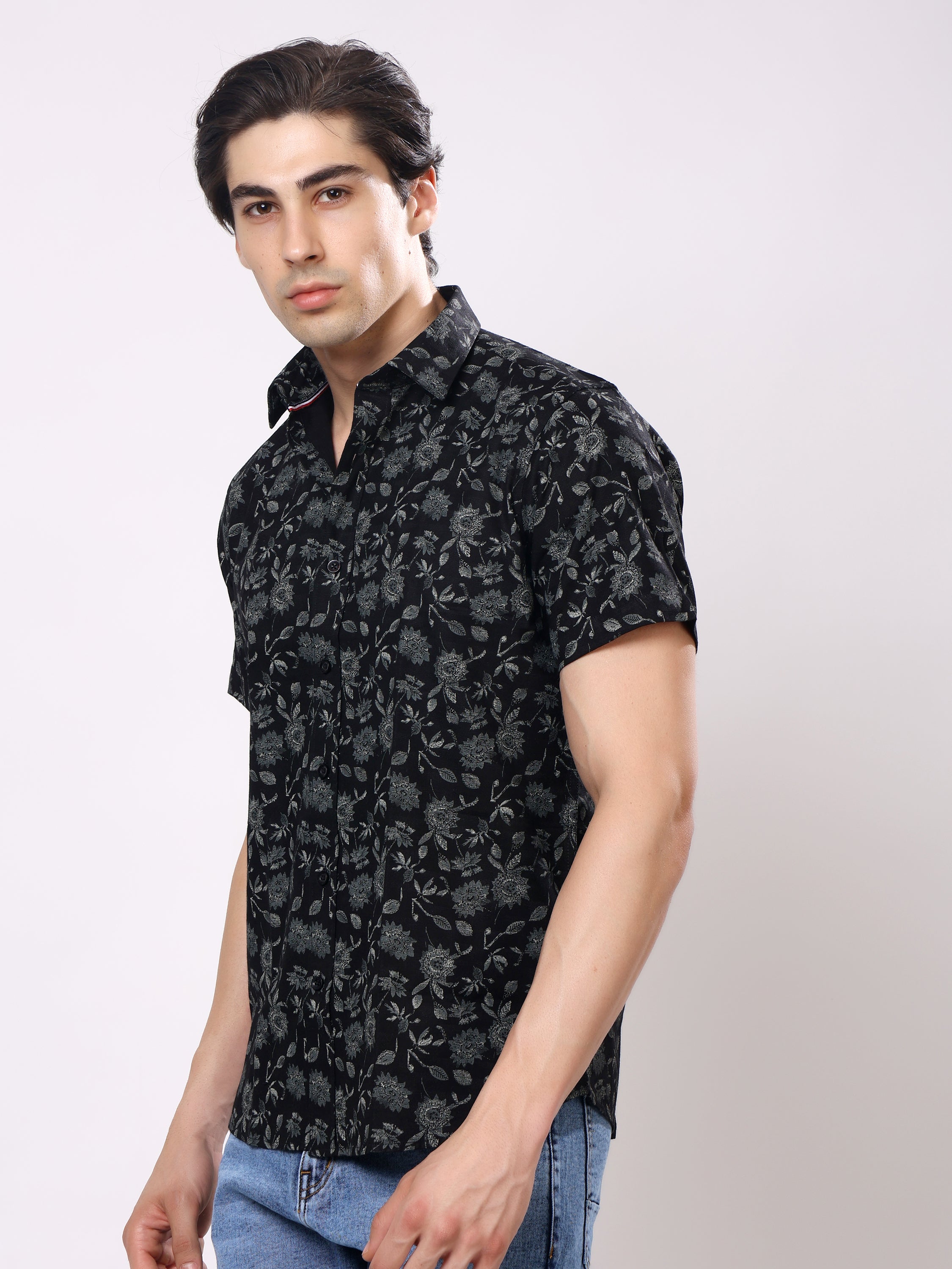 Stylox Men’s Regular Fit Half Sleeve Stylish Floral Printed Casual Summer Shirt - Stylox