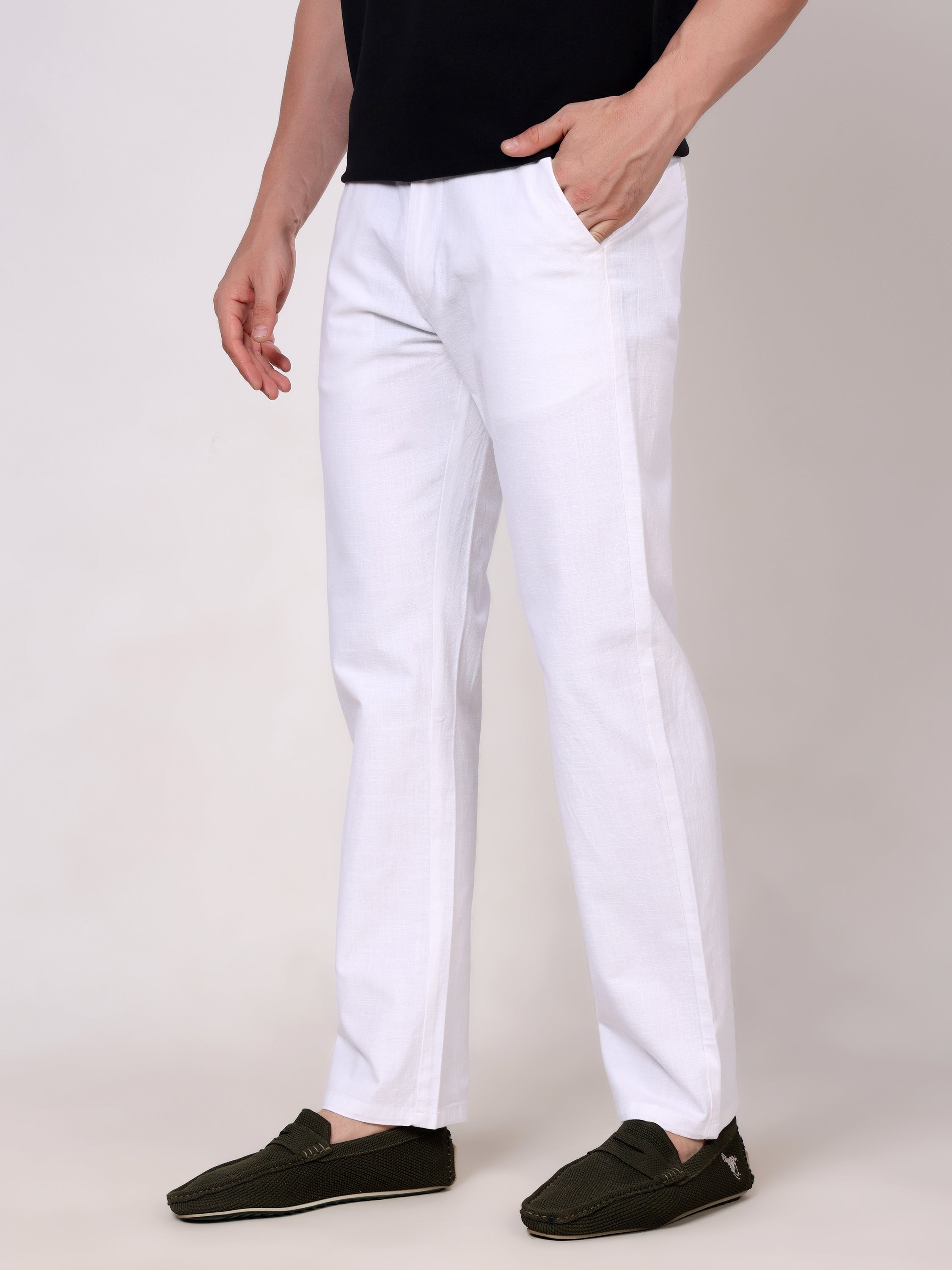 Stylox Men's Comfort Fit Non-Stretch Casual Trouser with Elastic Waist