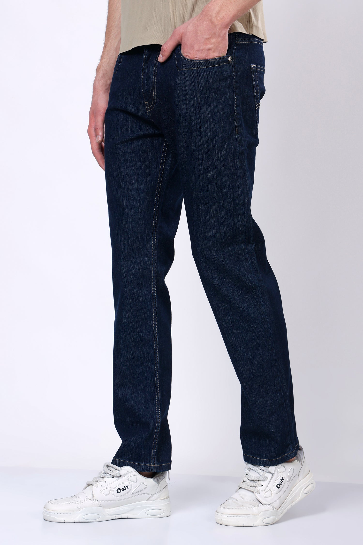 Stylox Men’s Mid-Rise Comfort Fit Dark Blue Stretchable Denim Jeans - Stylox