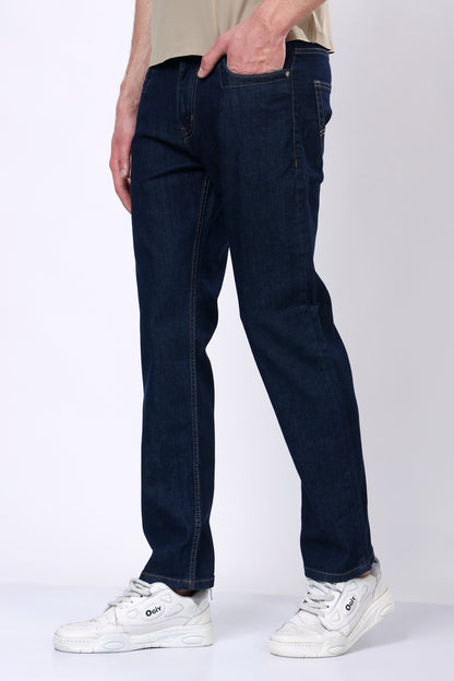 Stylox Men’s Mid-Rise Comfort Fit Dark Blue Stretchable Denim Jeans - Stylox