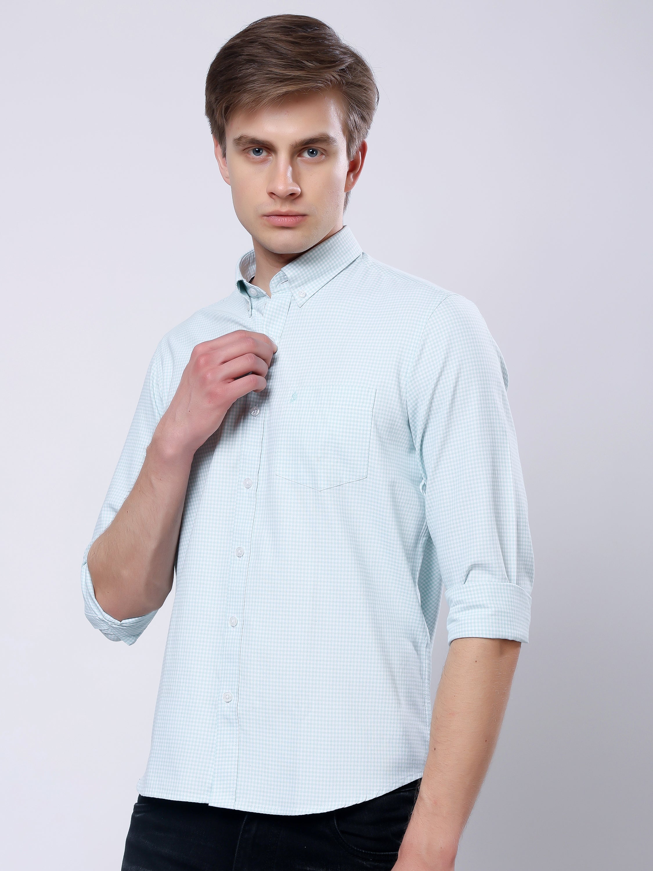 Stylox Men’s Regular Fit Full Sleeve Micro Check Casual Shirt - Stylox