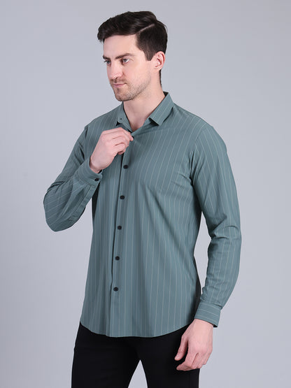 Stylox Men’s Striped Partywear Shirt | Slim Fit Full Sleeve Formal-Casual Shirt For Men