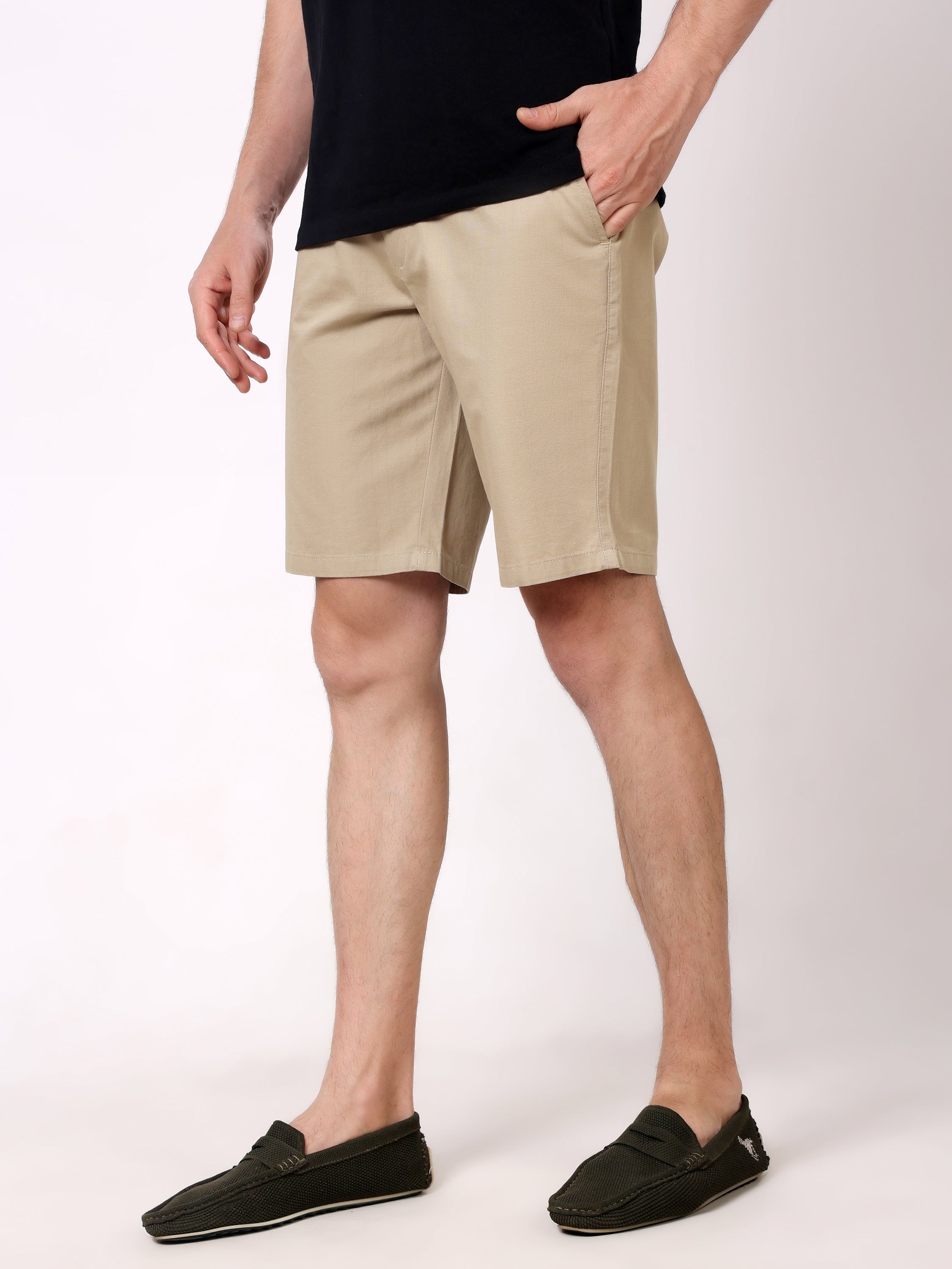 Stylox Men's Regular Fit Cotton Casual Summer Shorts with Elastic Waist & Drawstring