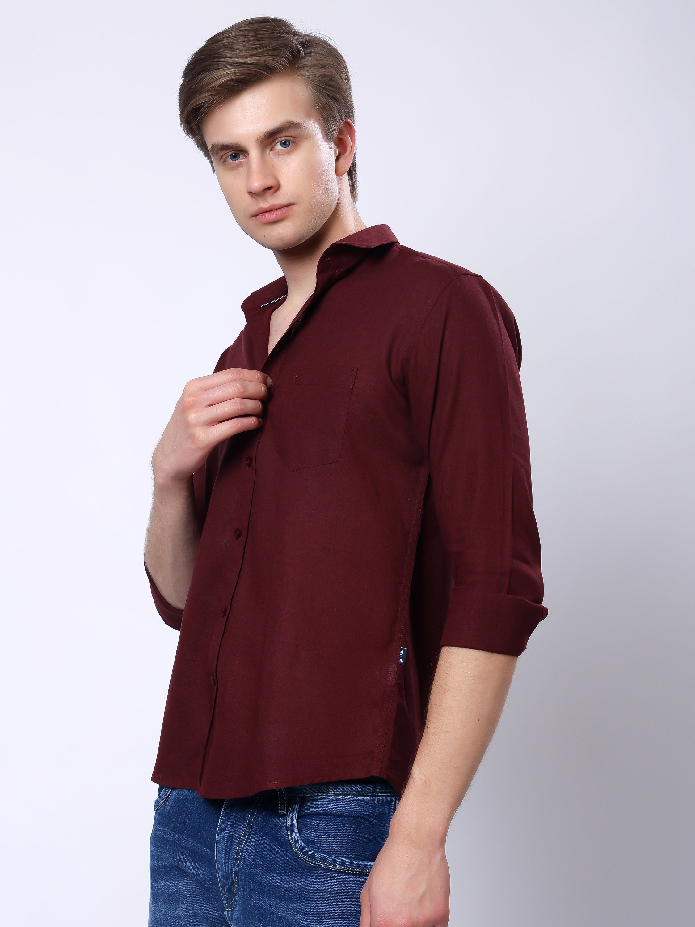 Stylox Men’s Regular Fit Full Sleeve Solid Casual Shirt - Stylox