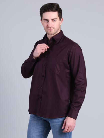 Stylox Men’s Solid Casual Shirt | Full Sleeve Regular Fit Shirt for Everyday Wear