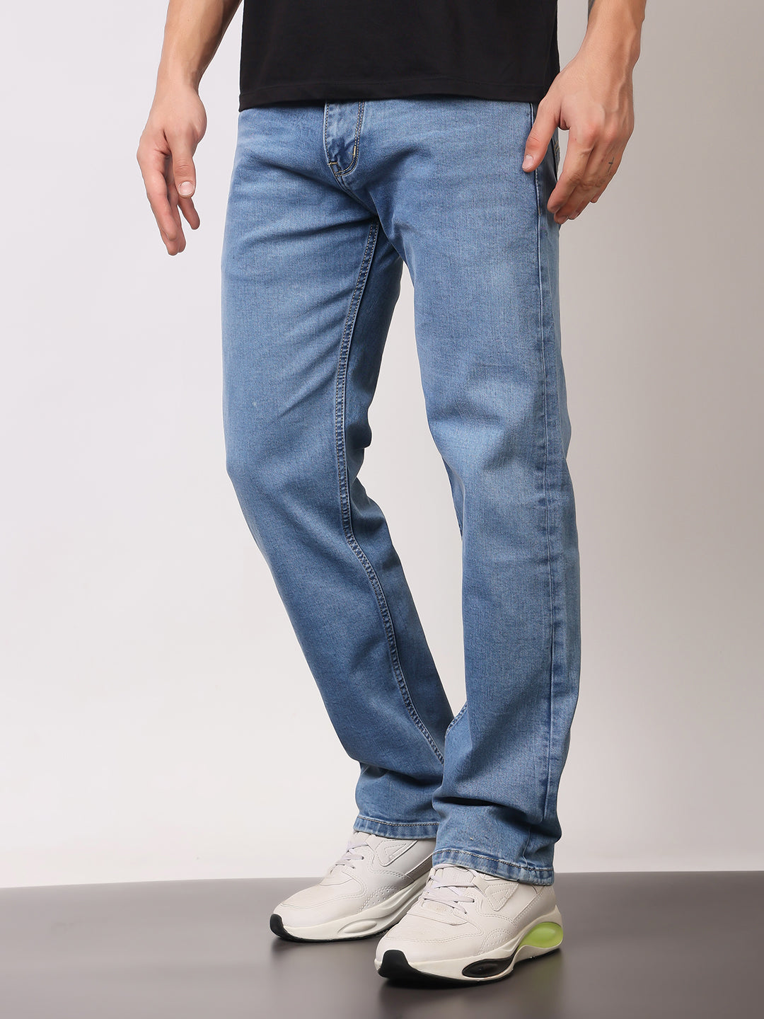 Stylox Men’s Comfort Fit Mid-Rise Premium Stretchable Solid Jeans - Stylox