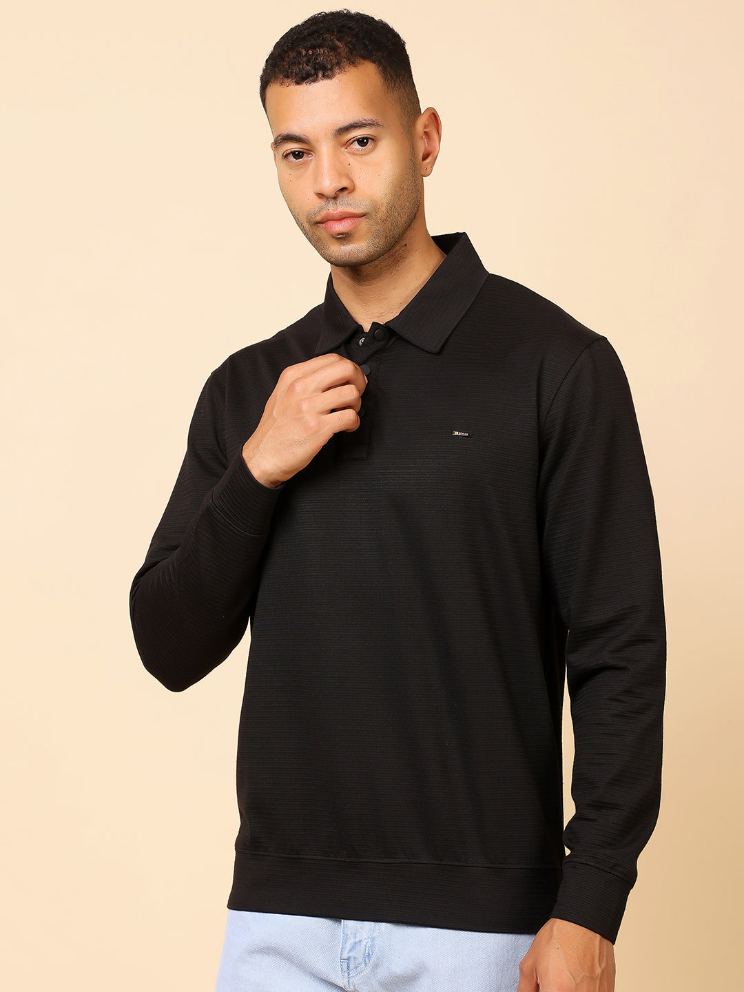 Stylox Men’s Polo Neck Sweatshirt with Button Placket