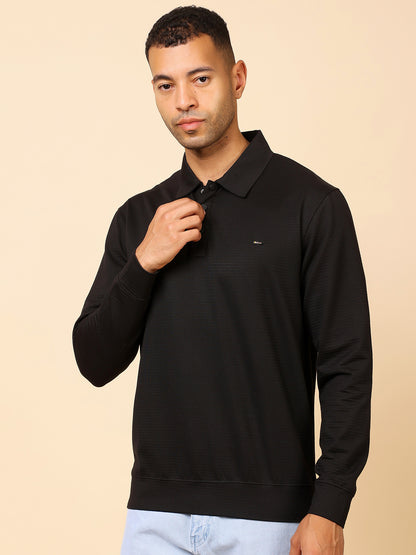Stylox Men’s Polo Neck Sweatshirt with Button Placket
