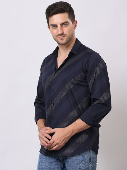 Stylox Premium Full Sleeve Striped Men’s Shirt | Stylish Slim Fit Casual &amp; Formal Wear