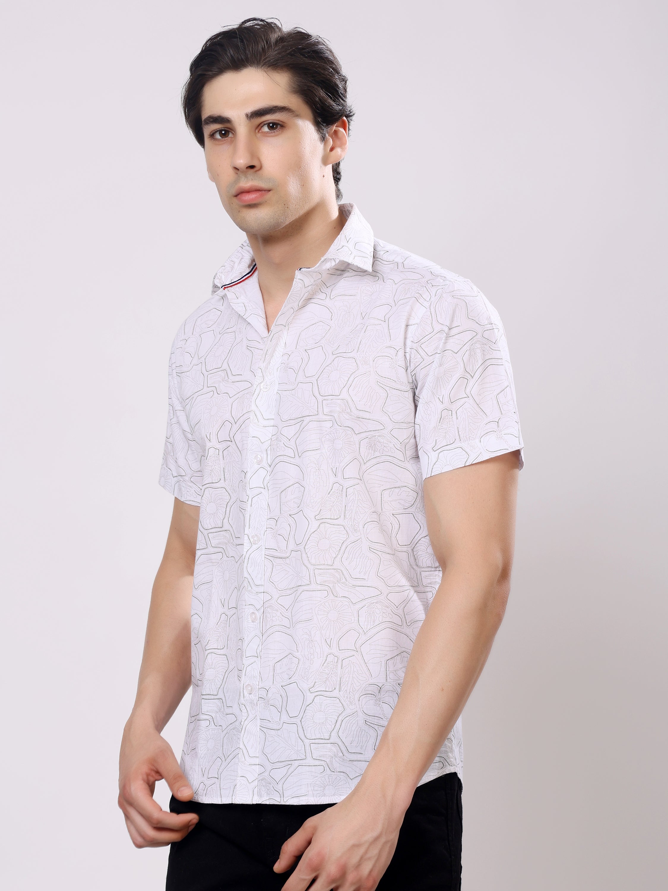 Stylox Men’s Regular Fit Half Sleeve Stylish Abstract Printed Casual Shirt - Stylox