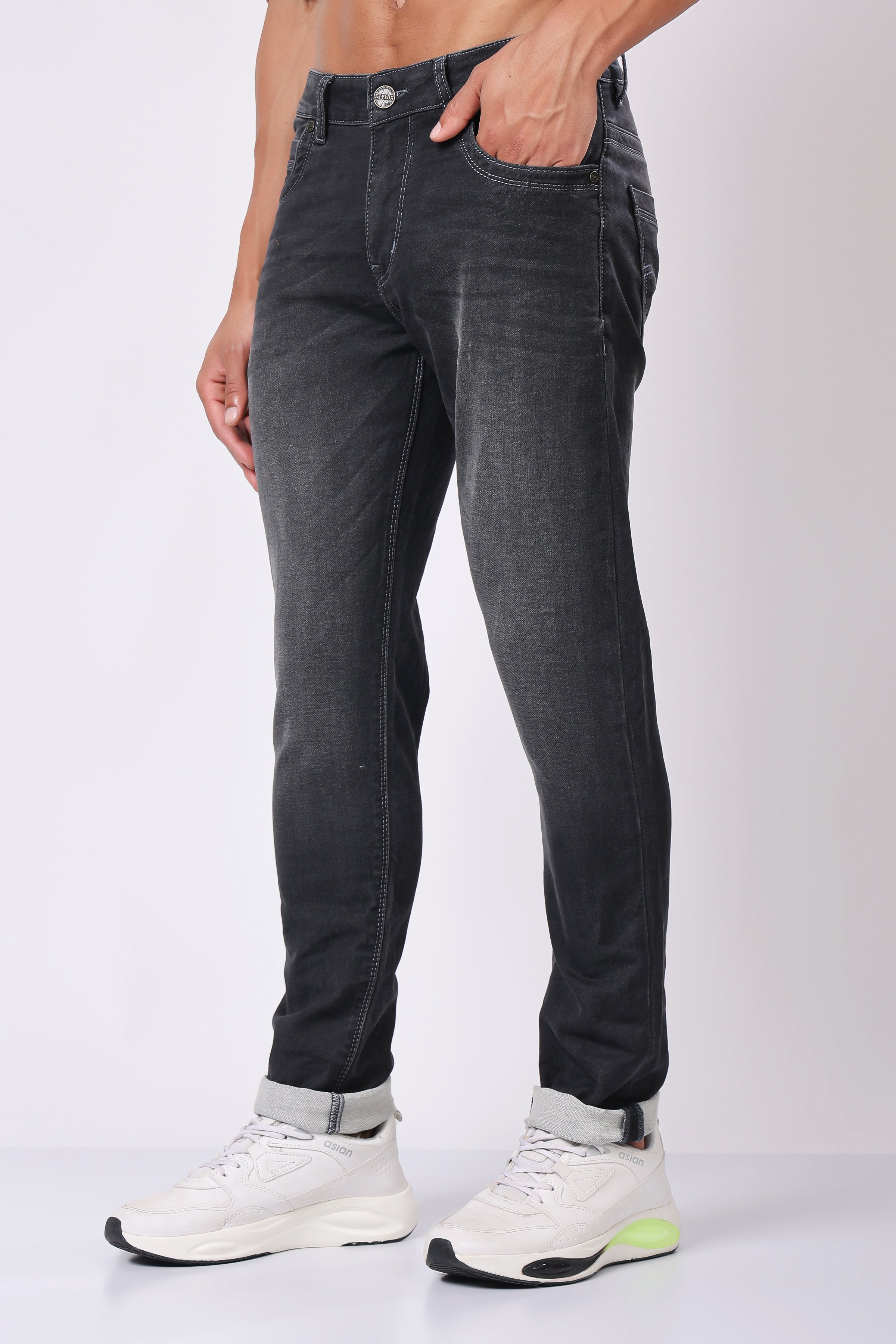 Stylox Slim Fit Denim Jeans - Light Grey, Mid Grey, Dark Grey