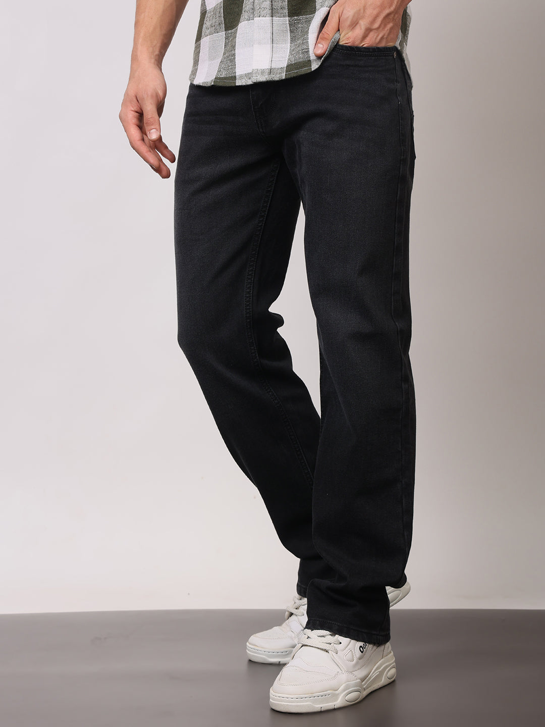 Stylox Men’s Comfort Fit Solid Jeans | Premium Stretchable Plain Denim Jeans for Men | Mid-Rise Relaxed Fit Jeans - Stylox