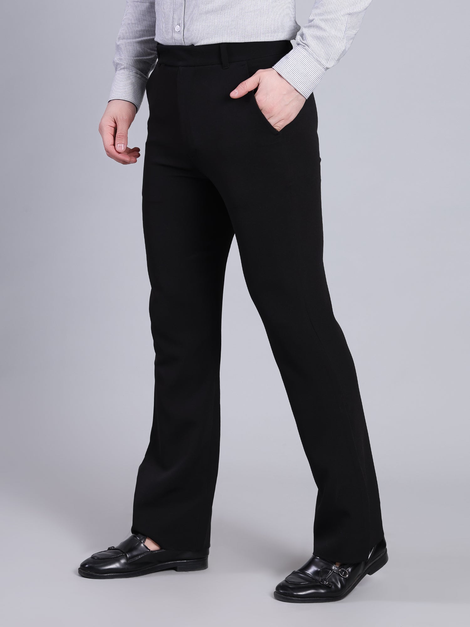 Stylox Men’s Bootcut Formal Trousers-Black - Stylox