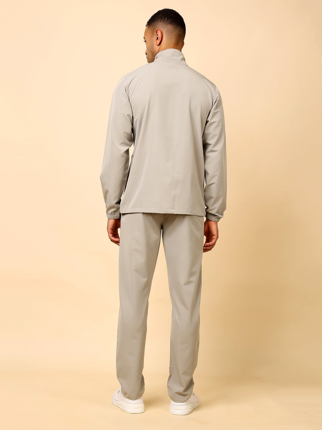 Stylox Men’s Solid Tracksuit | Full Zip High Neck Jacket & Jogger Pants Set (Light Grey) - Stylox