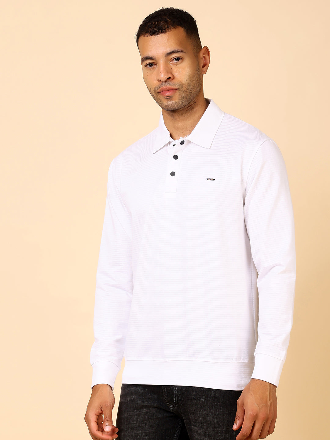 Stylox Men’s Polo Neck Sweatshirt with Button Placket