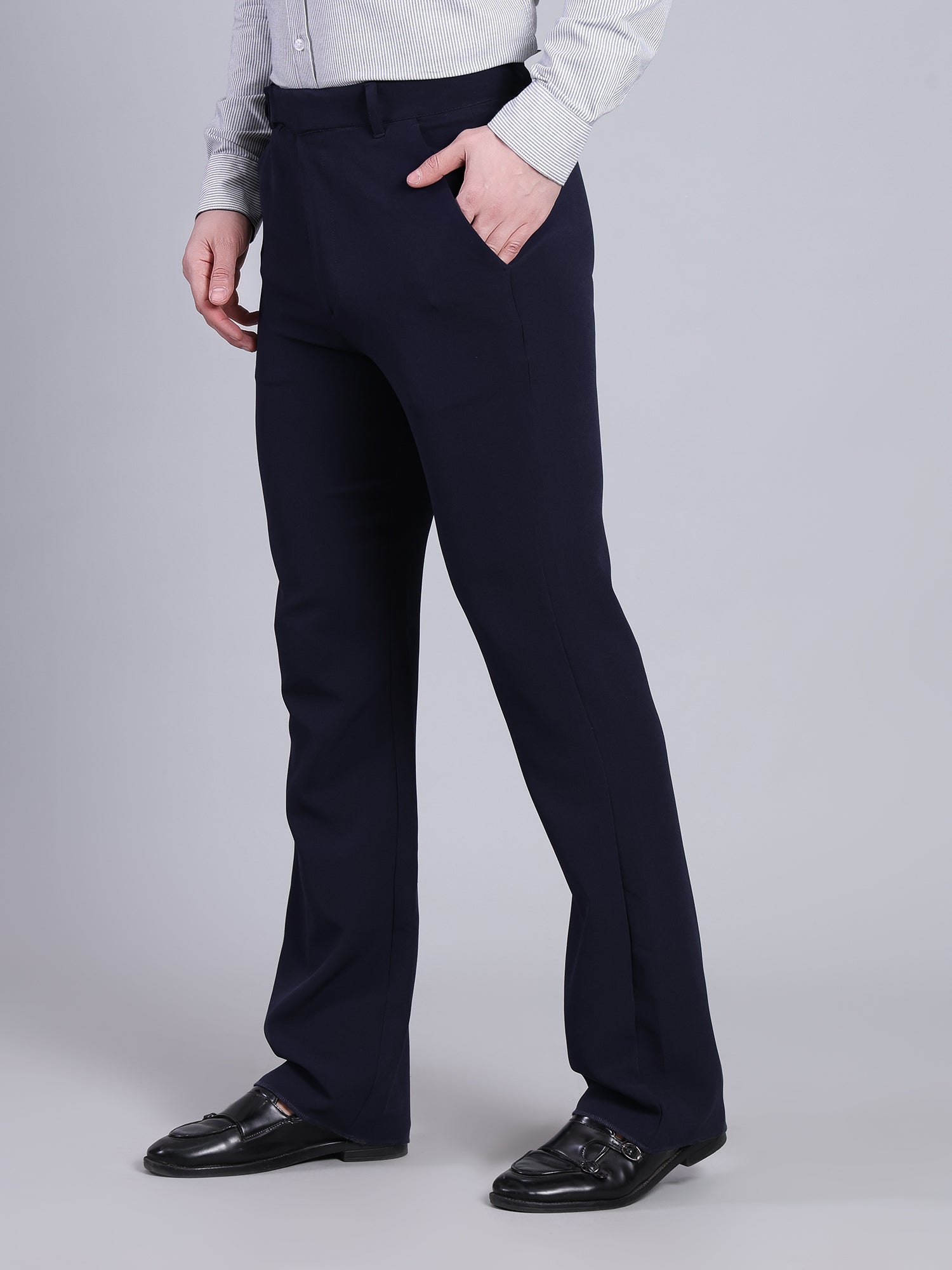 Stylox Men’s Bootcut Formal Trousers-Navy - Stylox