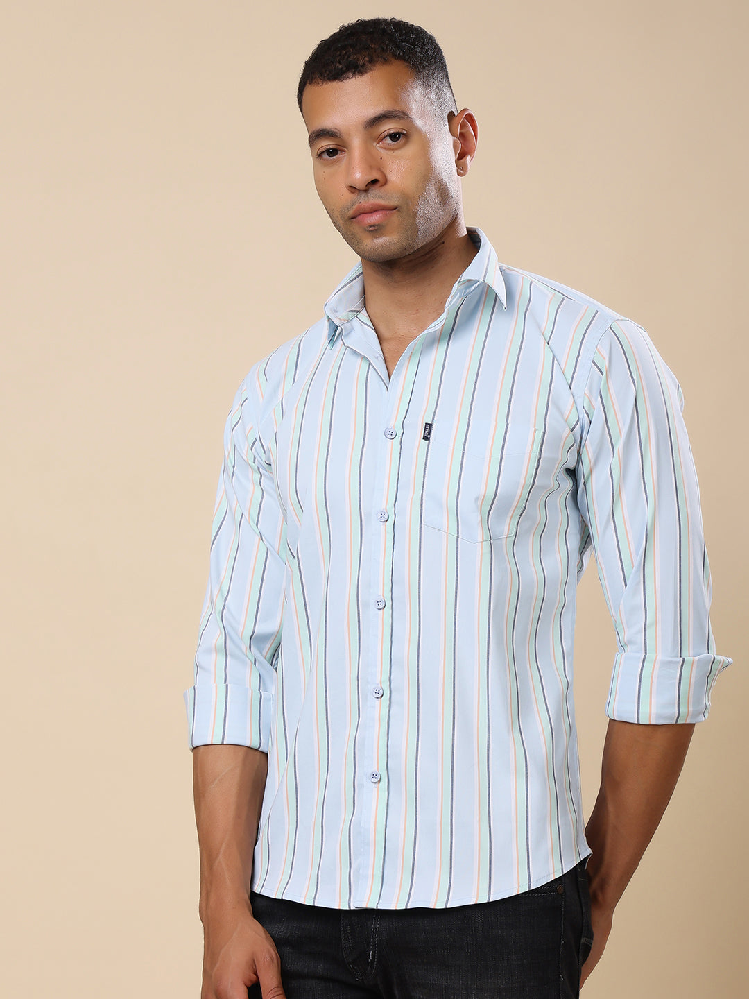Stylox Men’s Striped Full Sleeve Regular Fit Shirt – Effortless Style with a Classic Touch