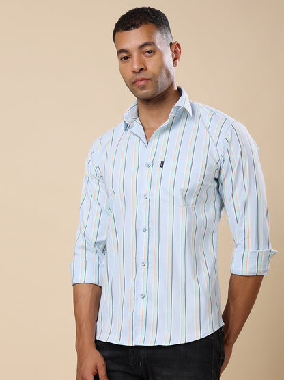 Stylox Men’s Striped Full Sleeve Regular Fit Shirt – Effortless Style with a Classic Touch