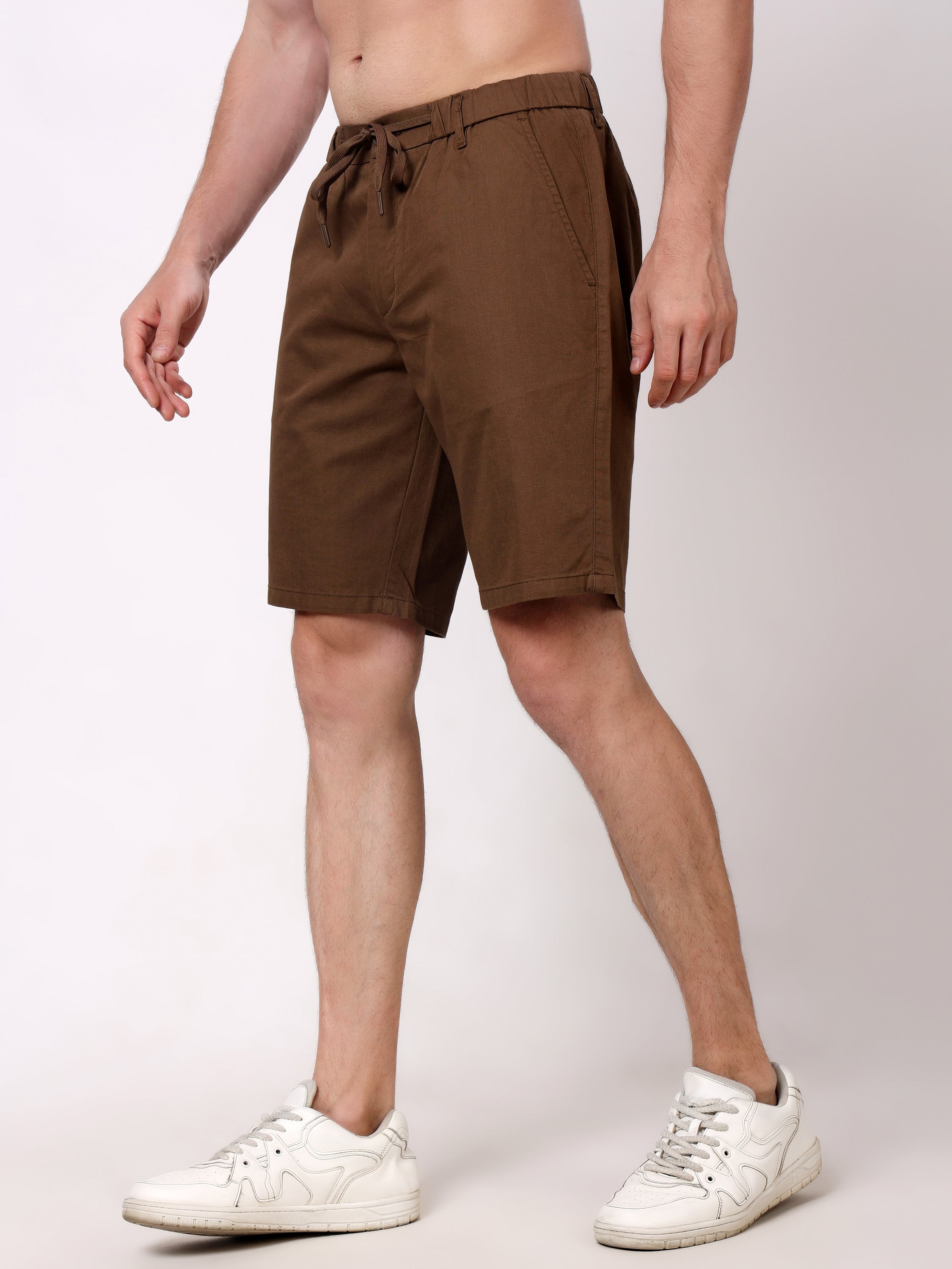 Stylox Men's Regular Fit Cotton Casual Summer Shorts with Elastic Waist & Drawstring