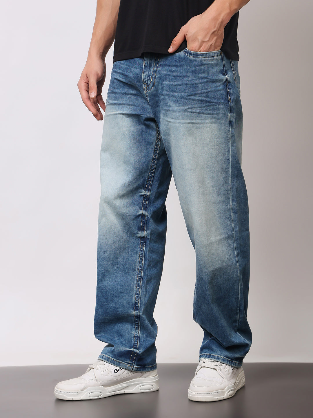 Stylox Men’s Loose Fit Mid-Wash Jeans – Relaxed Comfort & Everyday Style - Stylox