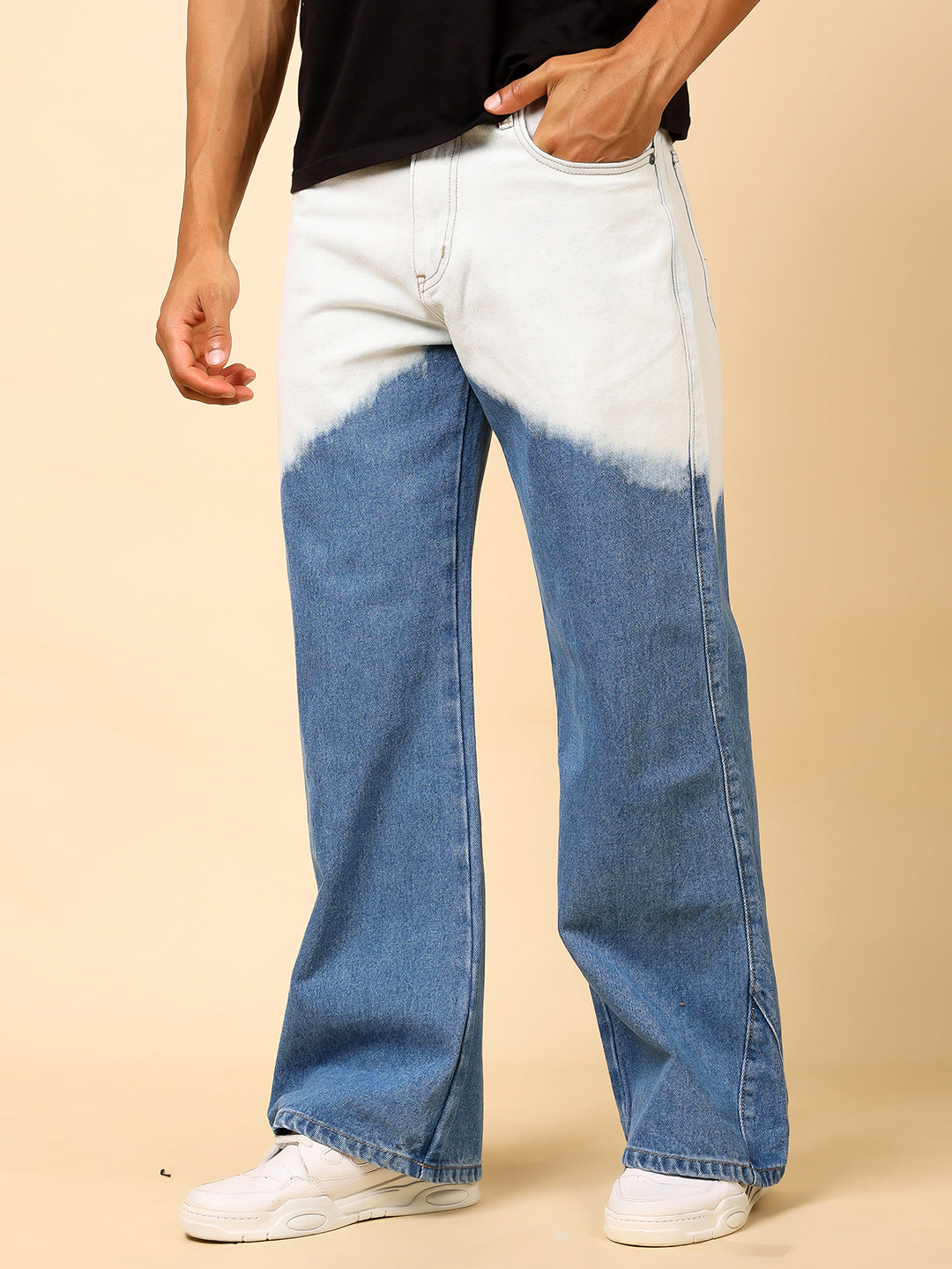 Stylox Men’s Baggy Fit Tie-Dye Washed Jeans | Trendy Street Style Denim|J-04 - Stylox