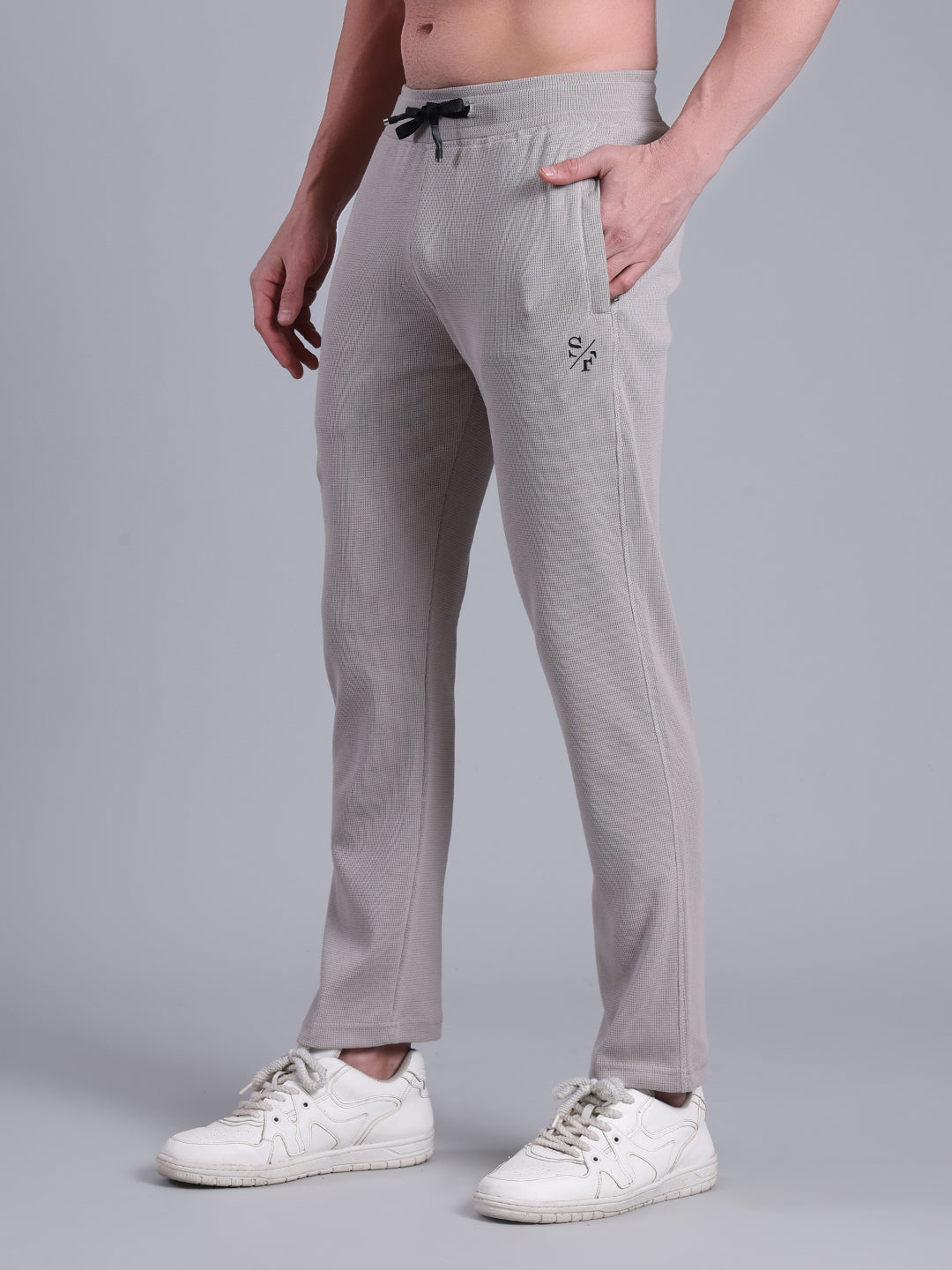 Stylox Men’s Textured Regular Fit Trackpants | Cotton Blend Stretch Joggers with Elastic Waist & Drawstring