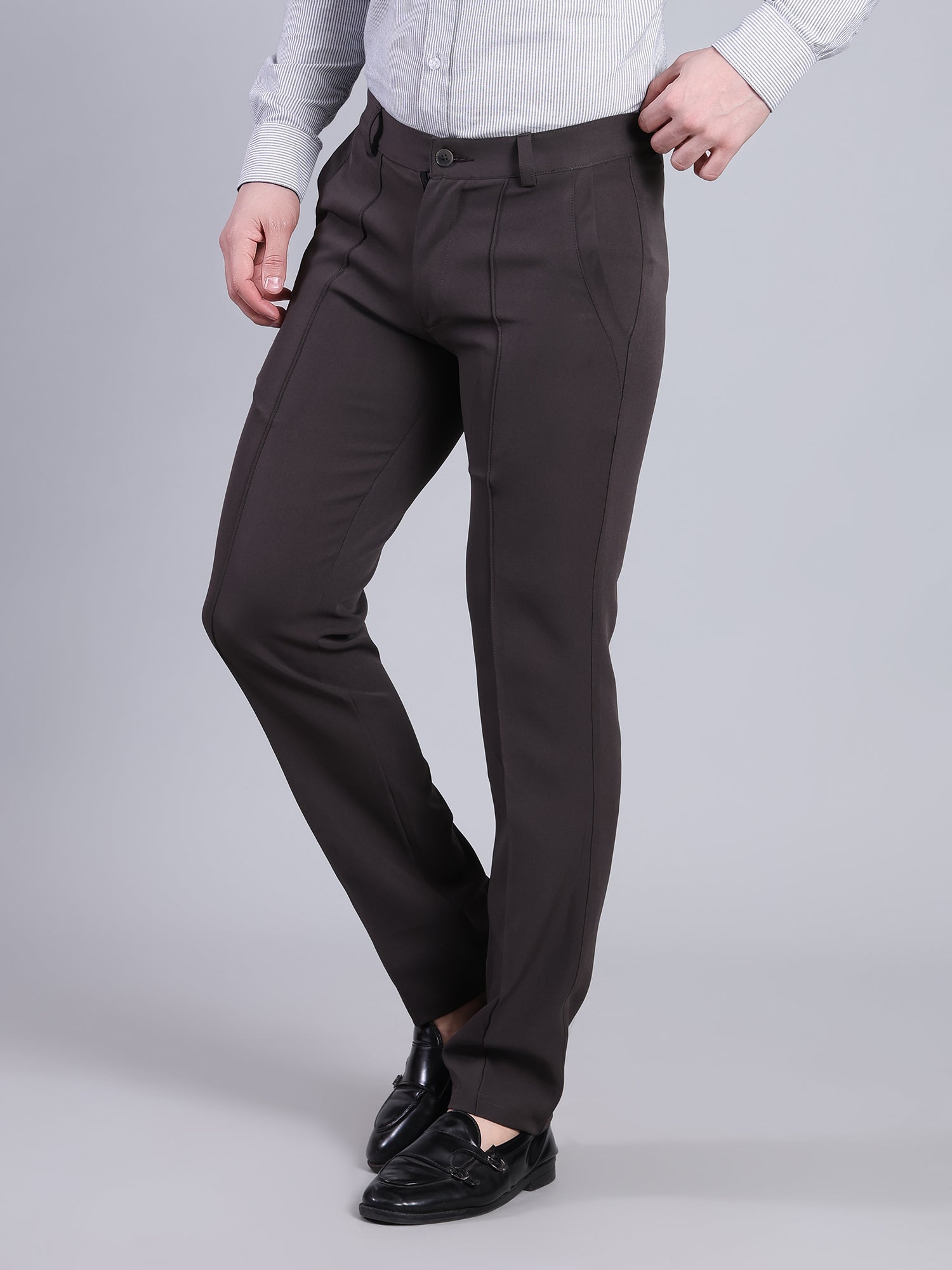 Stylox Men’s Comfort Fit Korean Trousers – Premium Office Wear Pants-Dark Grey - Stylox
