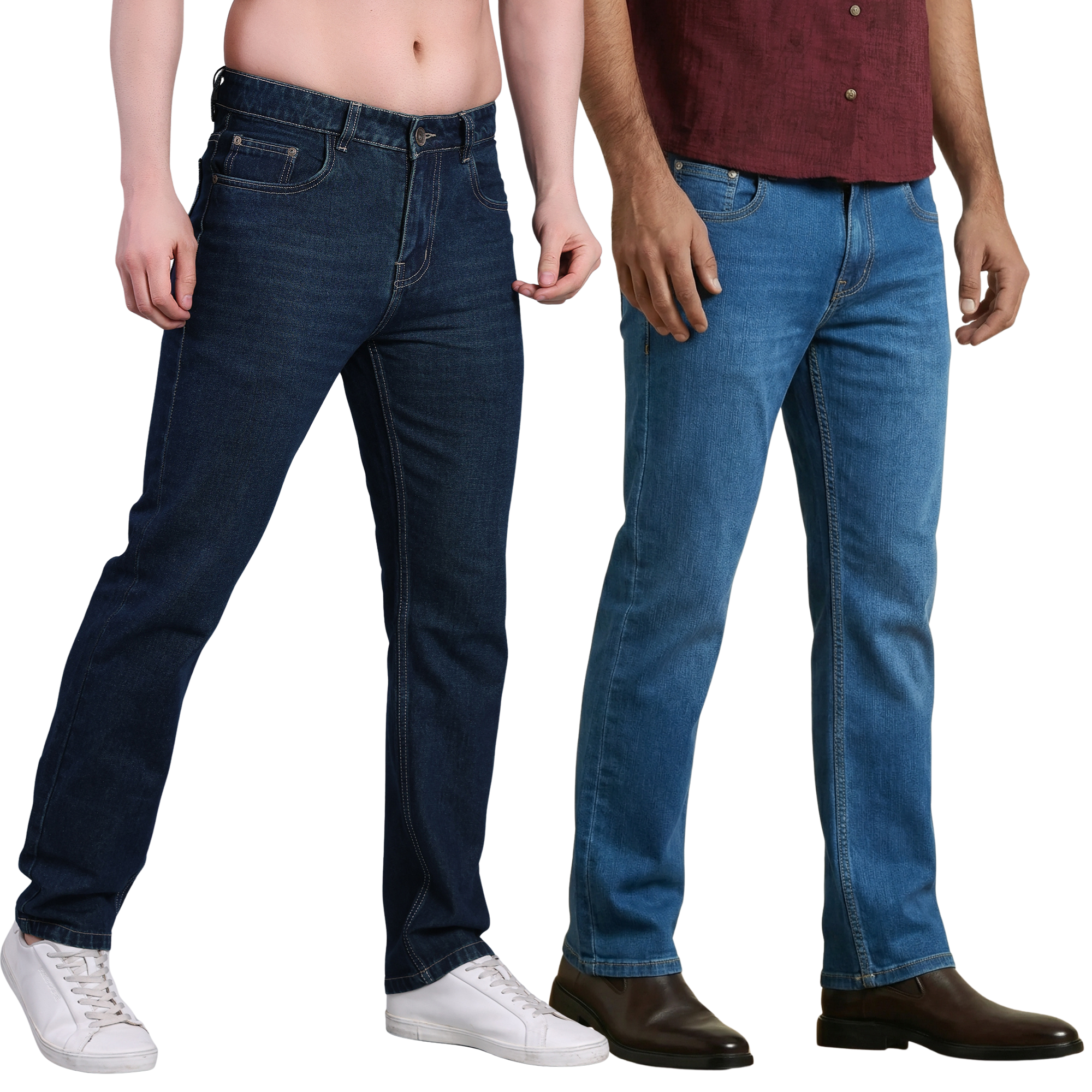Stylox Men's Straight Fit Denim Jeans Pack of 2 (Greenish Blue & Mid Blue) - Stylox