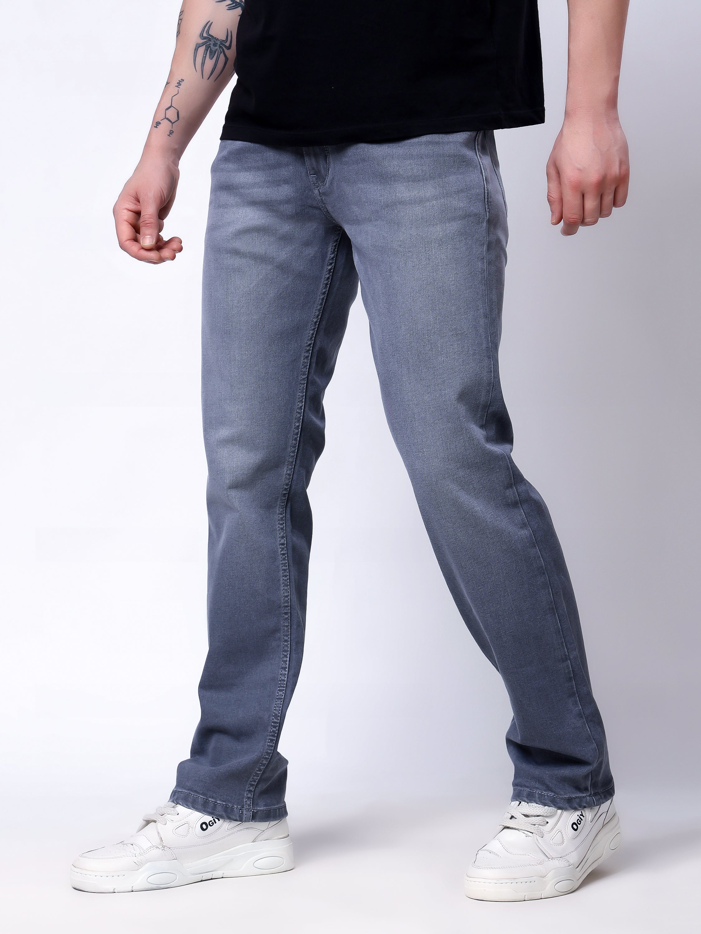 Stylox Men’s Slim Fit Stretchable Grey Denim Jeans - Stylox
