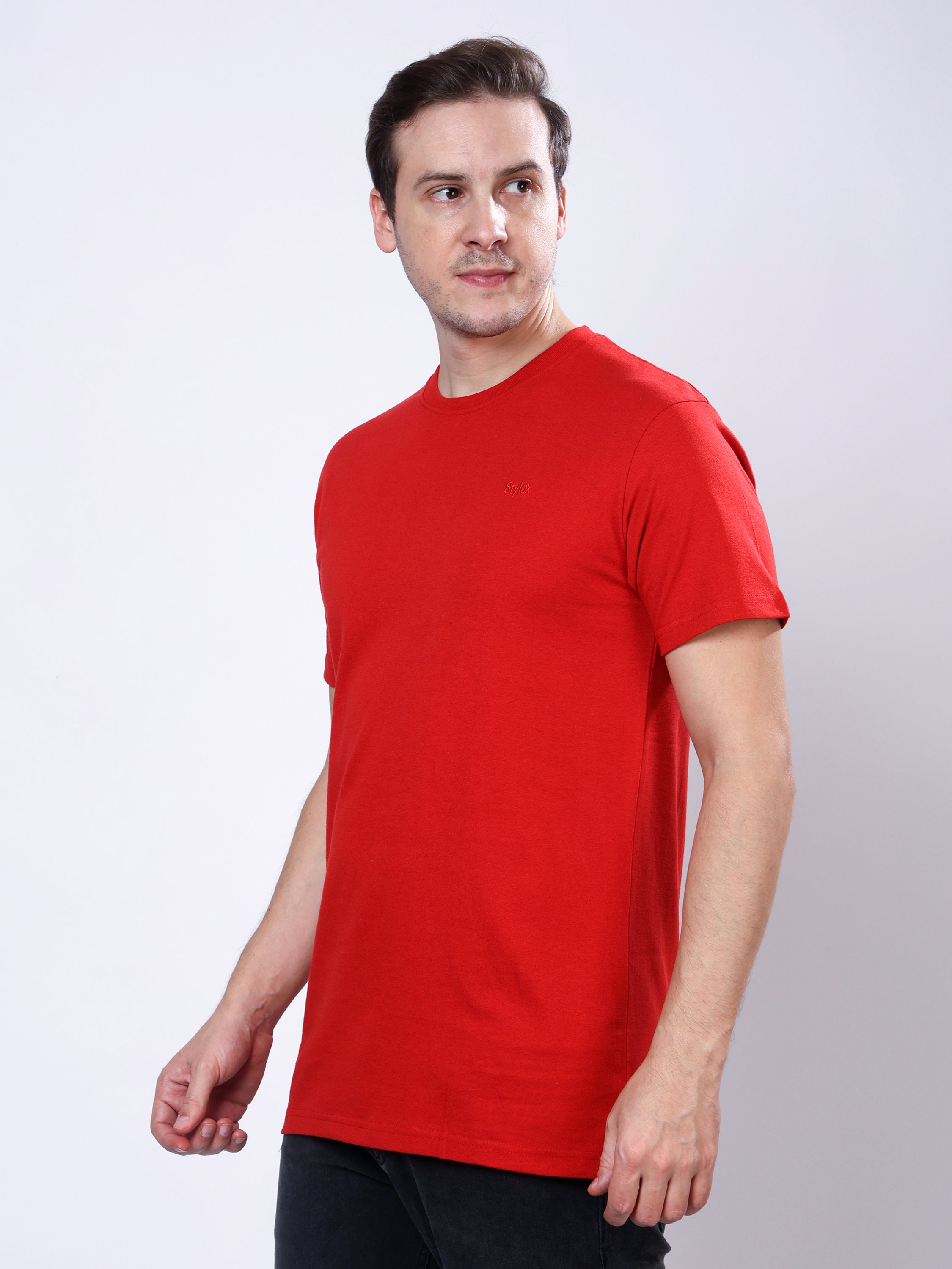 Stylox Men’s Solid Round Neck T-Shirt | Classic Cotton Casual Crew Neck Tee - Stylox