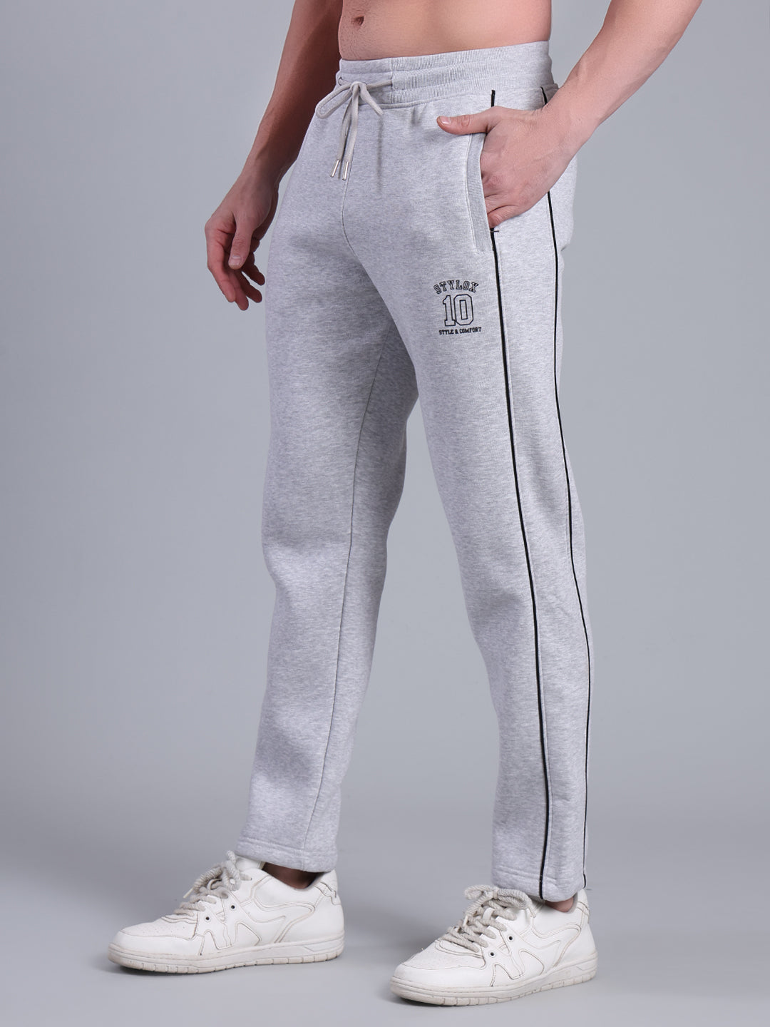 Stylox Men’s Solid Trackpant with Side Piping (Melange) - Stylox