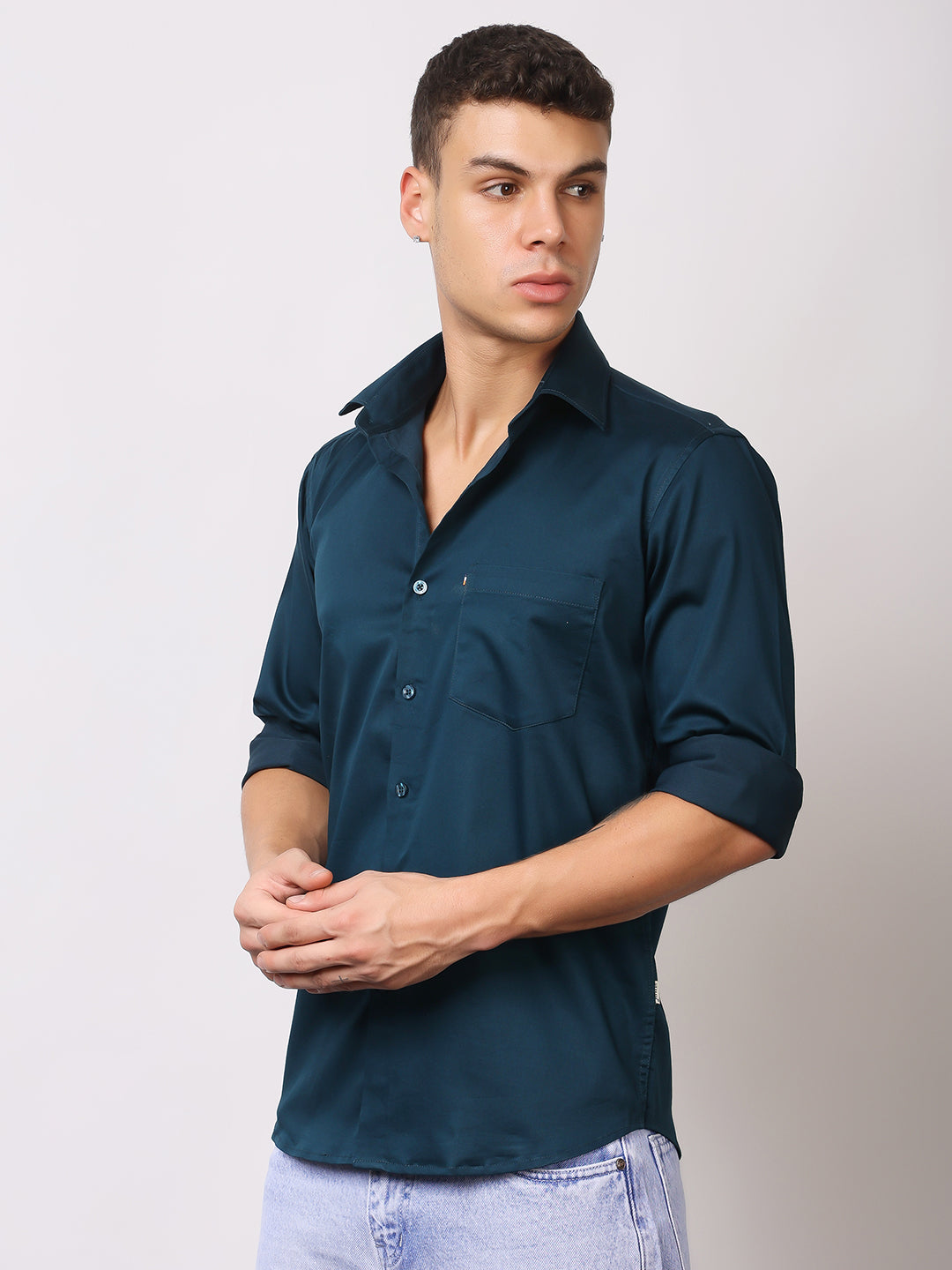Stylox Men's Full Sleeve Solid Partywear Casual Shirt – Premium Shine Finish Cotton Blend Regular Fit Shirt for Stylish Evening & Occasion Wear - Stylox
