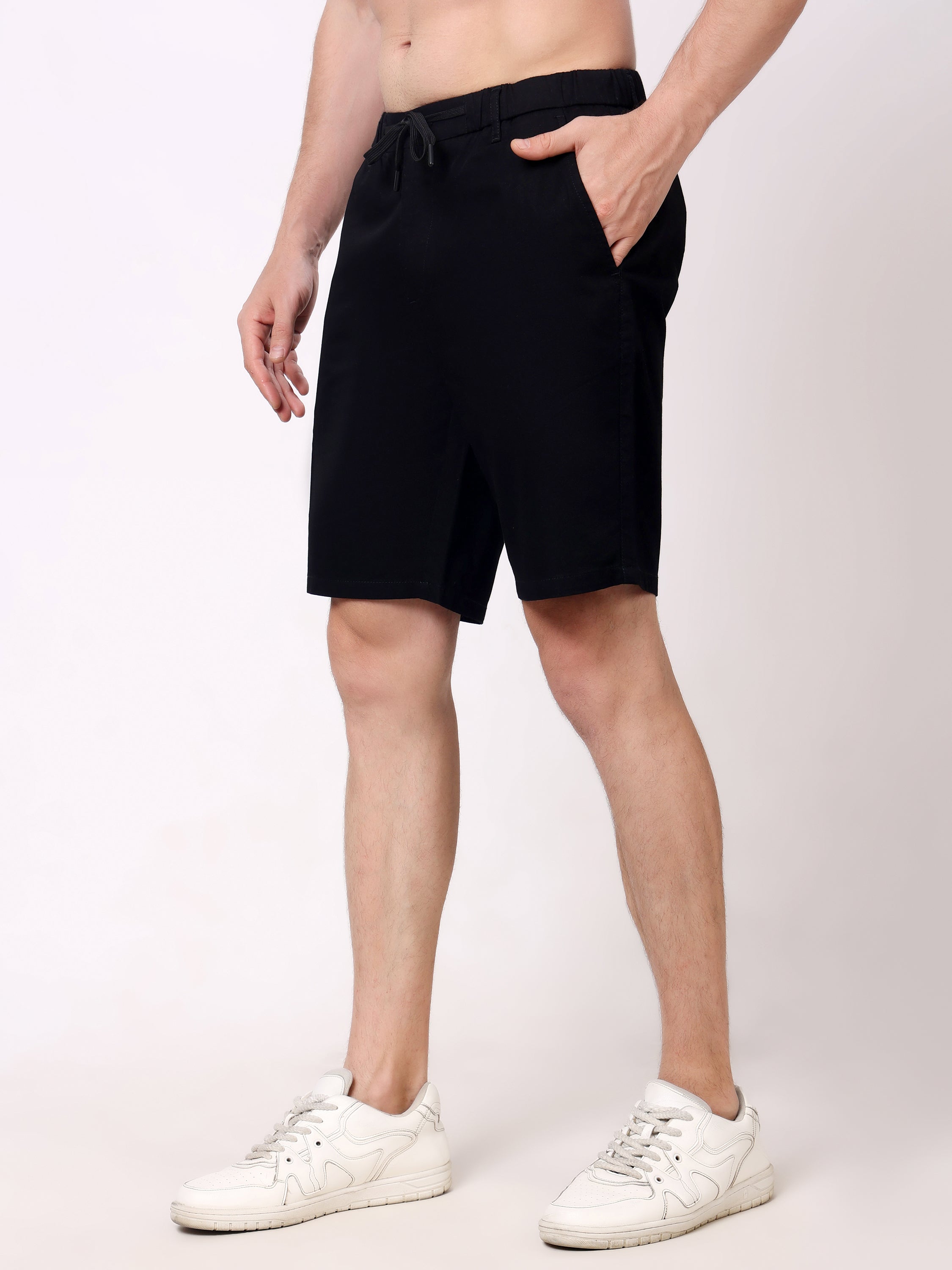 Stylox Men's Regular Fit Cotton Casual Summer Shorts with Elastic Waist & Drawstring