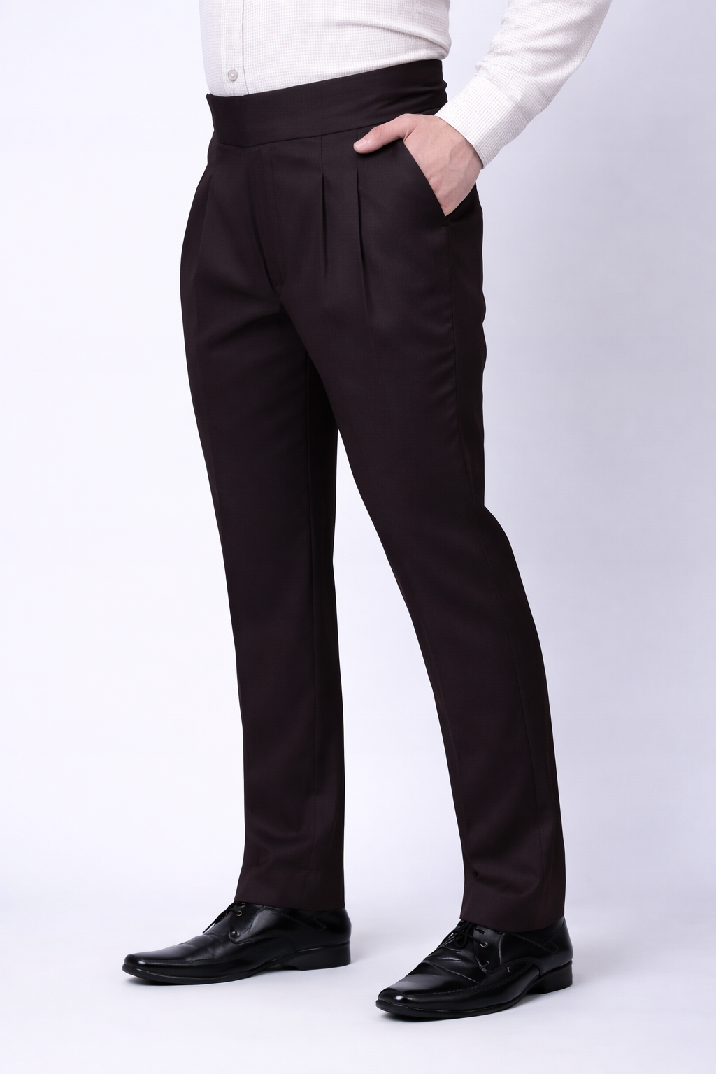 Stylox Men’s Slim Fit Gorkha Trouser with Pleated Front & Side Adjuster Waist-Black - Stylox